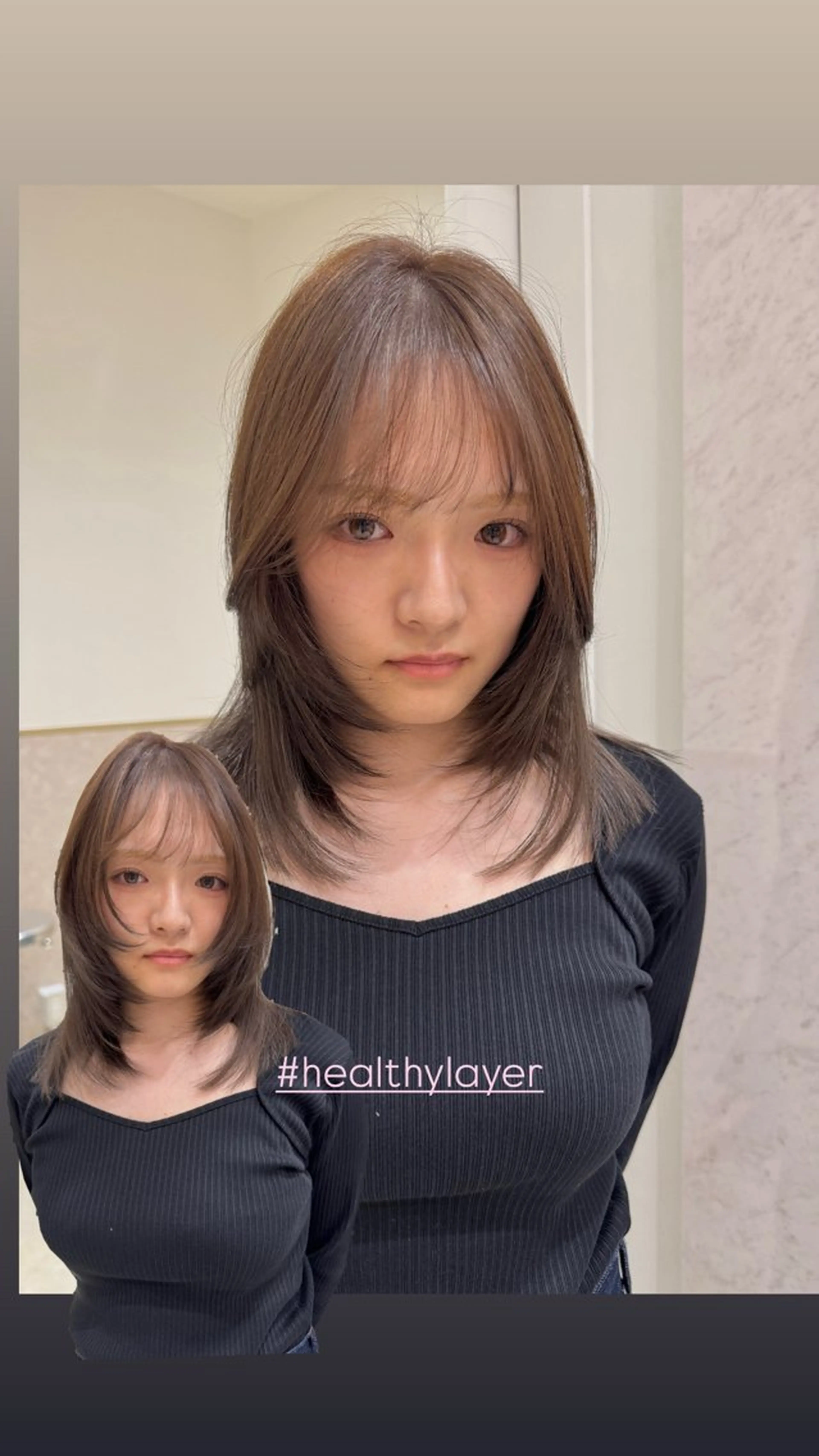 ミディアム 捺葵 @72tomi__のヘアスタイル