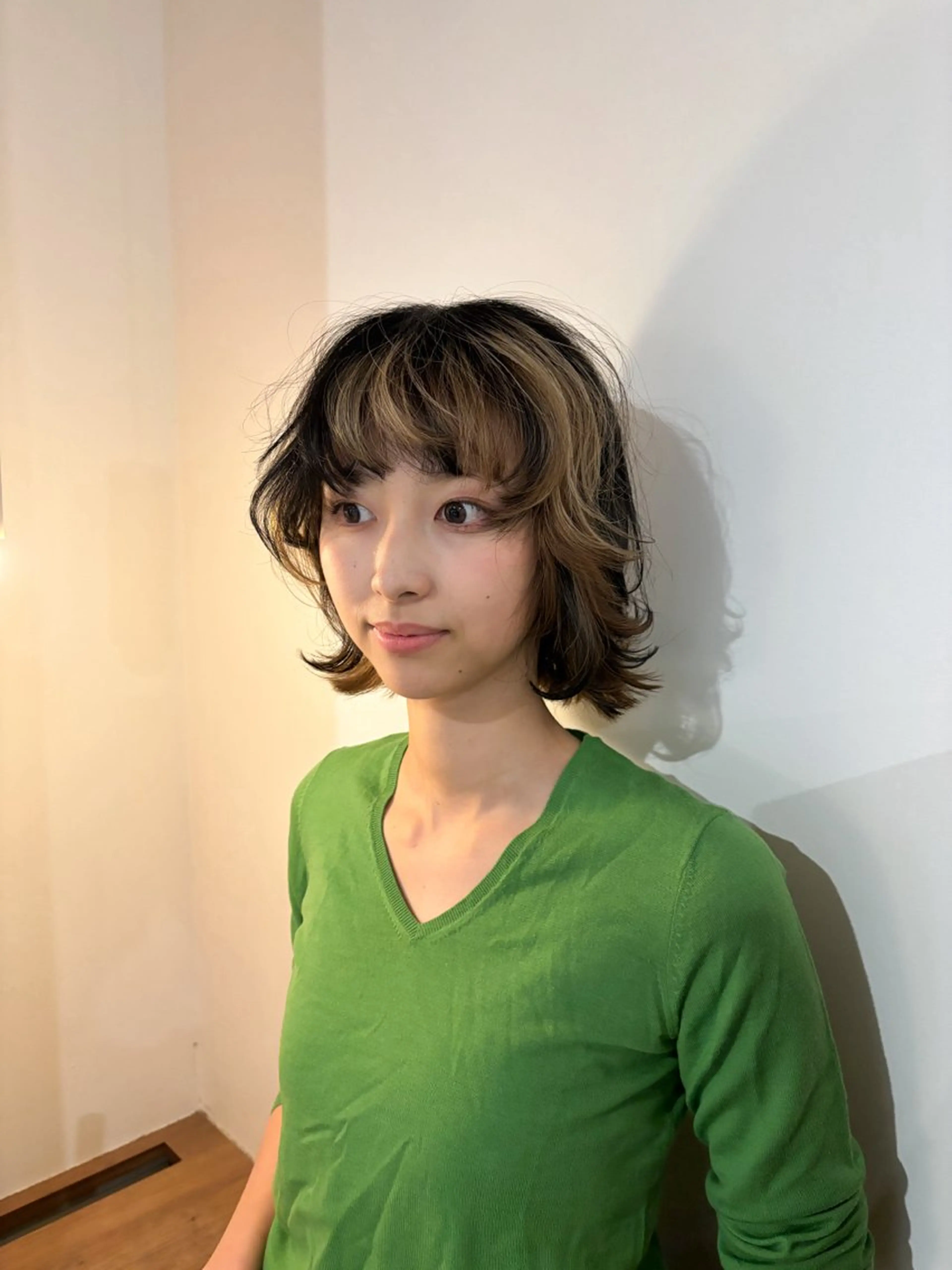 ミディアム カラー ハイライトカラー ボブ ハイライト レイヤーカット カット ヘアカラー Takuma Suzuki中目黒のヘアスタイル