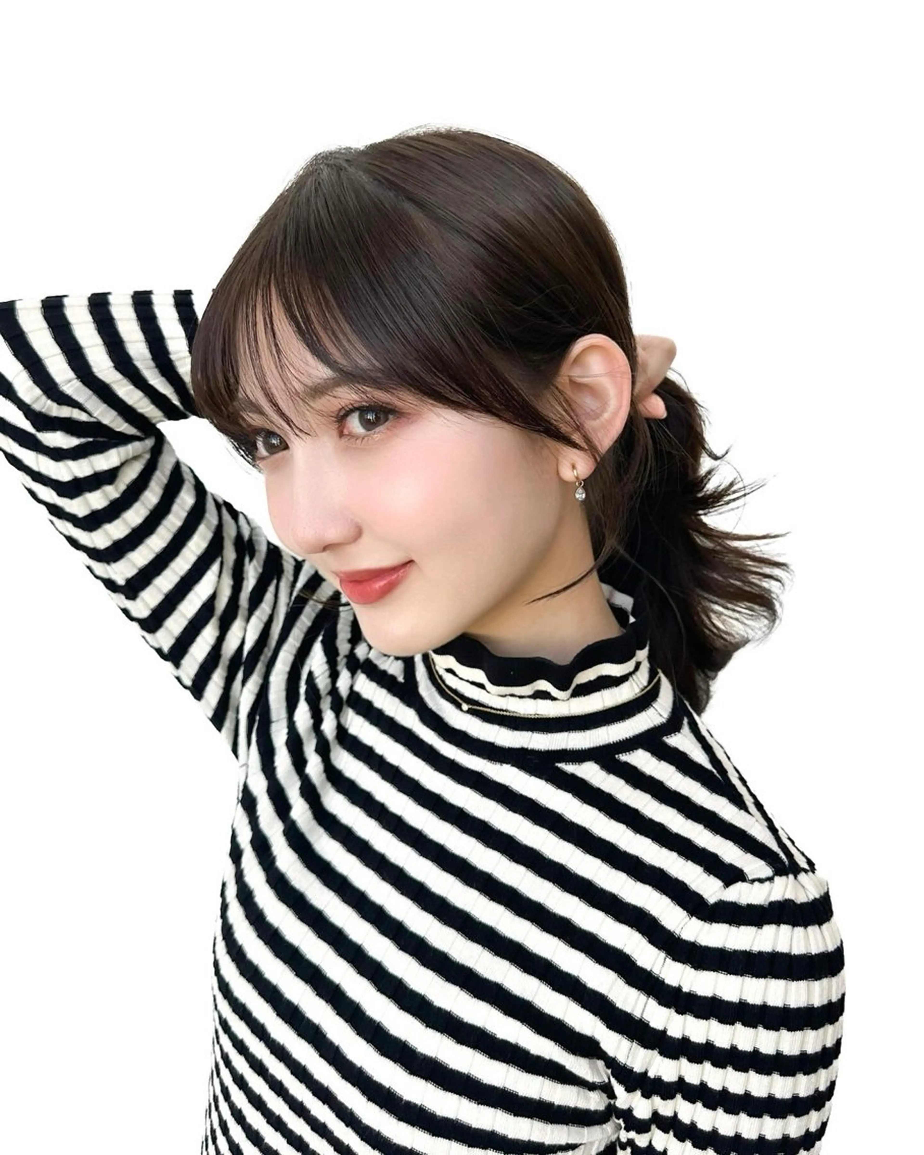 セミロング カラー グレージュ 顔周りカット 顔周り特化/韓国ヘア /レイヤー/吉野幸大のヘアスタイル