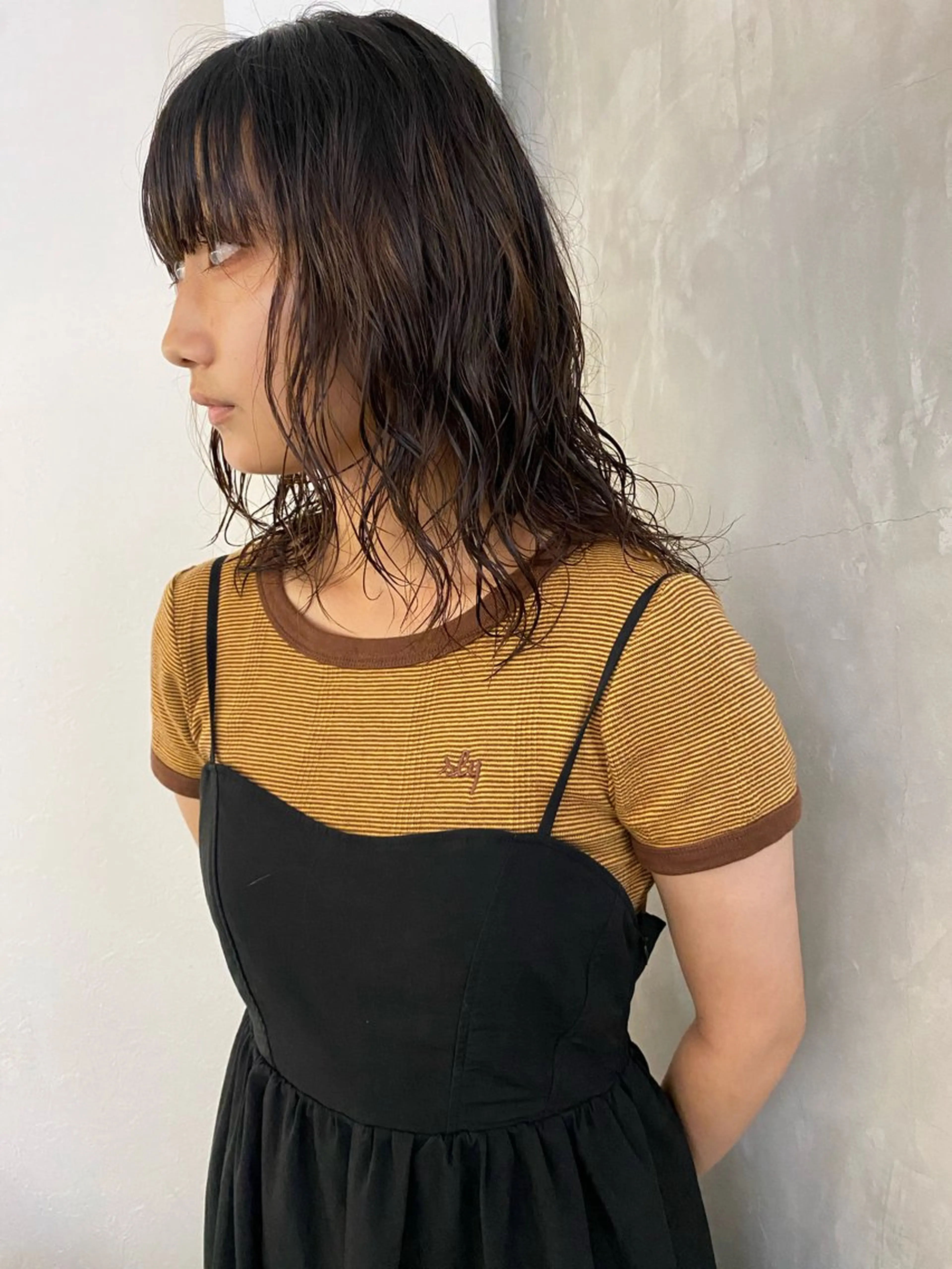 ミディアム パーマ ミディアムパーマ 森貴裕/ベージュ/ パーマ/オリーブのヘアスタイル