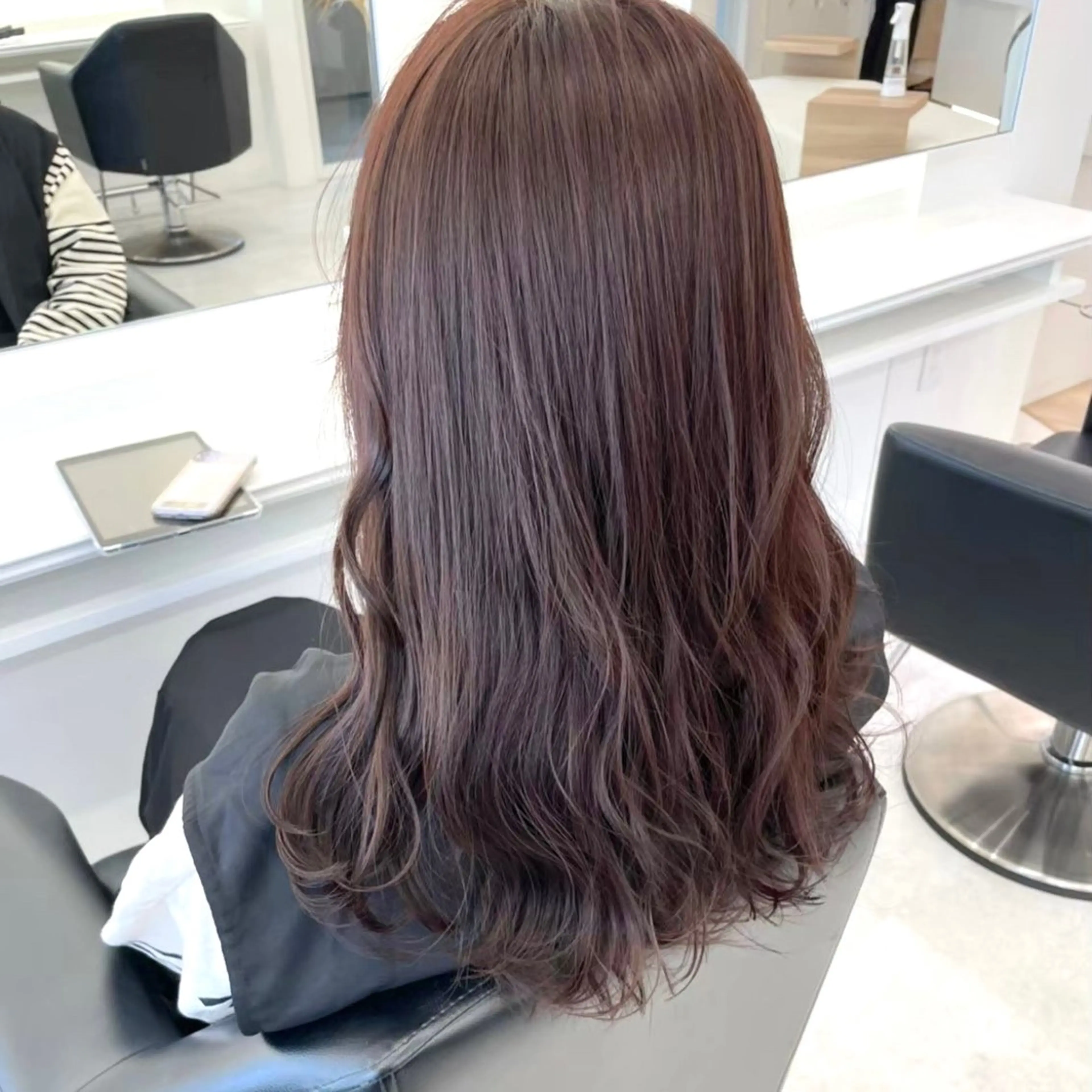 セミロング カラー ブラウンカラー ピンクカラー ピンクブラウン ParveMix いしいまお🌼のヘアスタイル