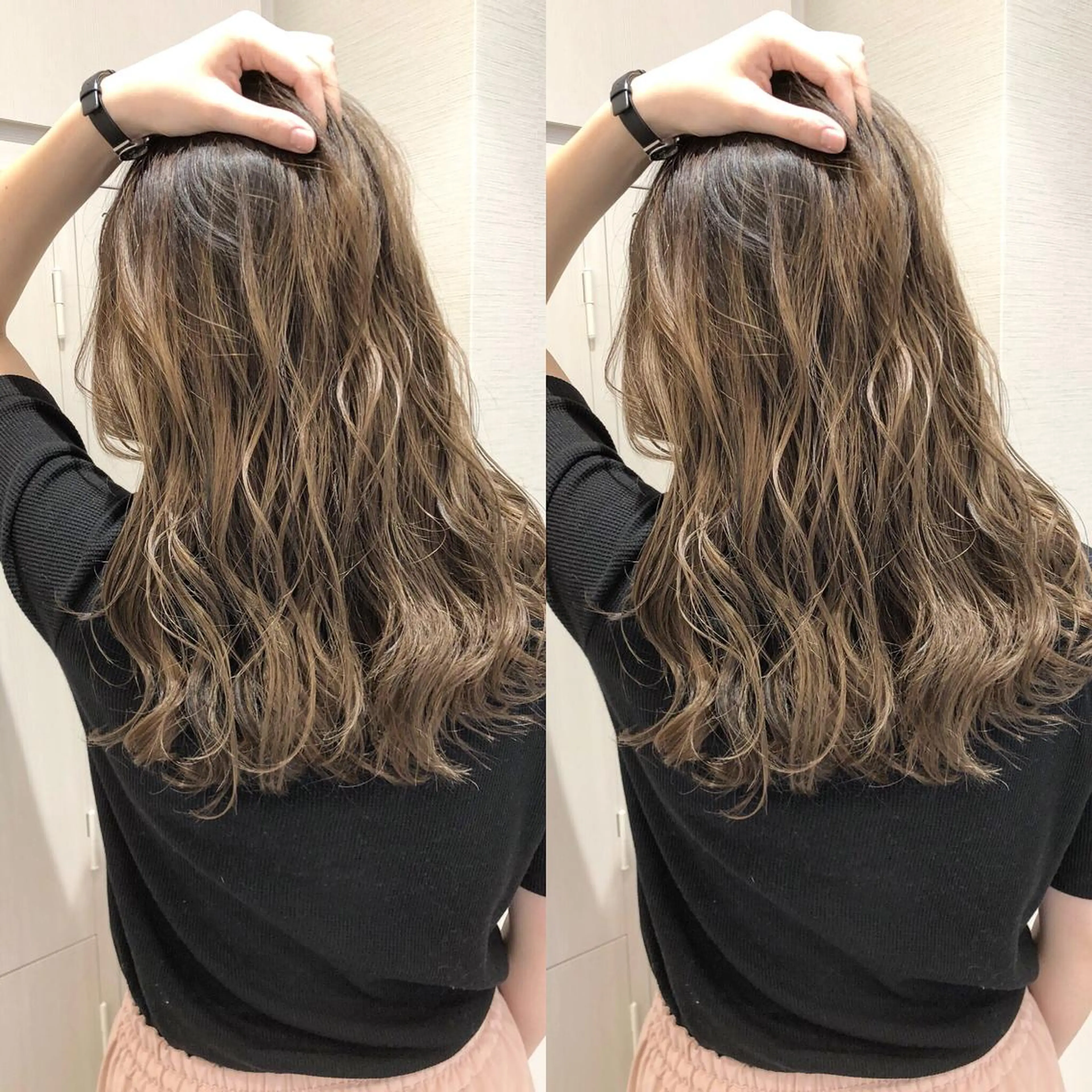 ロング カラー アディクシーカラー アッシュ バレイヤージュ 透明感カラー グラデーションカラー 三鷹で1番ショート ボブをカットする新谷のヘアスタイル