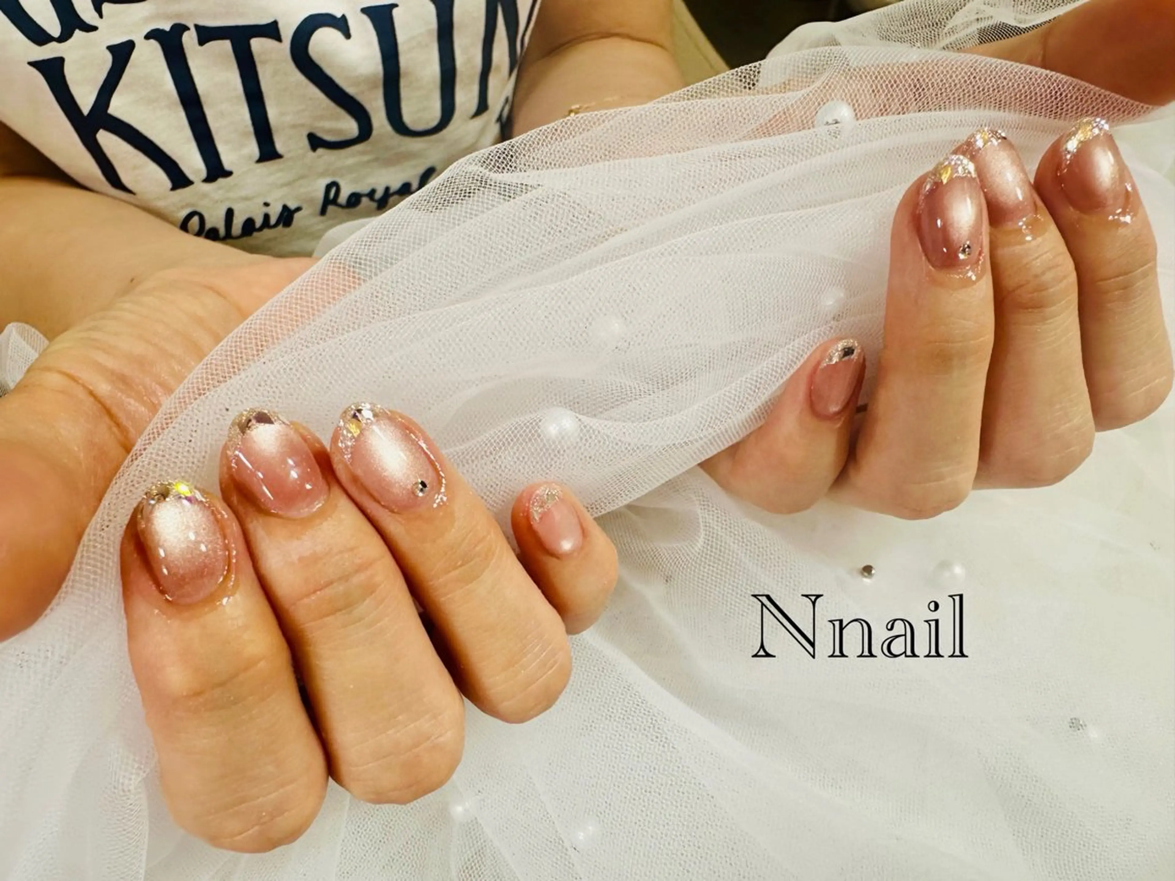 ネイル フレンチネイル ガラスフレンチ マグネットネイル ハンドネイル 🌿Nnail🌿 プライベートサロンのネイルデザイン