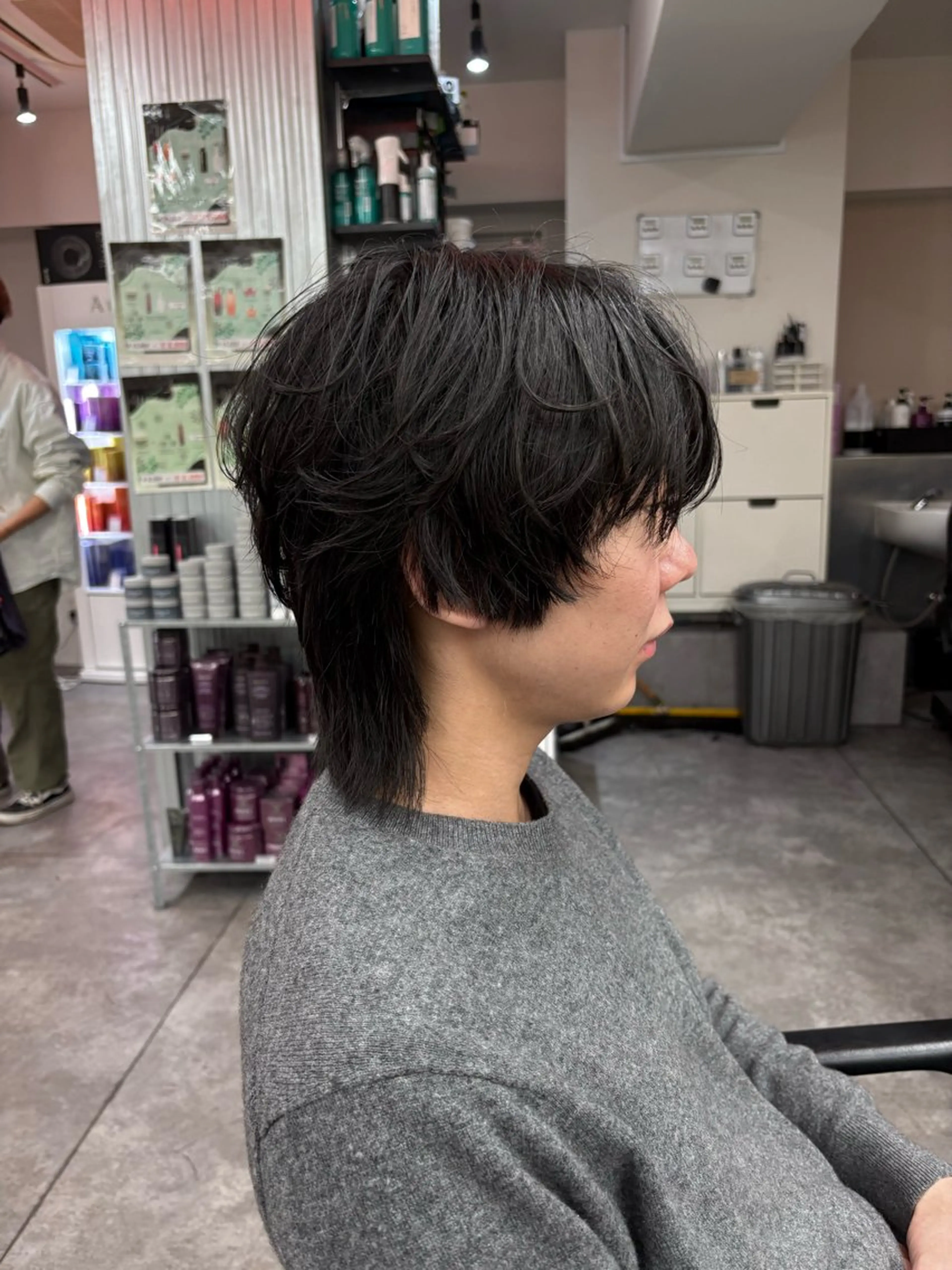 ミディアム カラー パーマ メンズ カット ヘアセット メンズパーマ特化 🔥韓国ヘア職人🔥のヘアスタイル