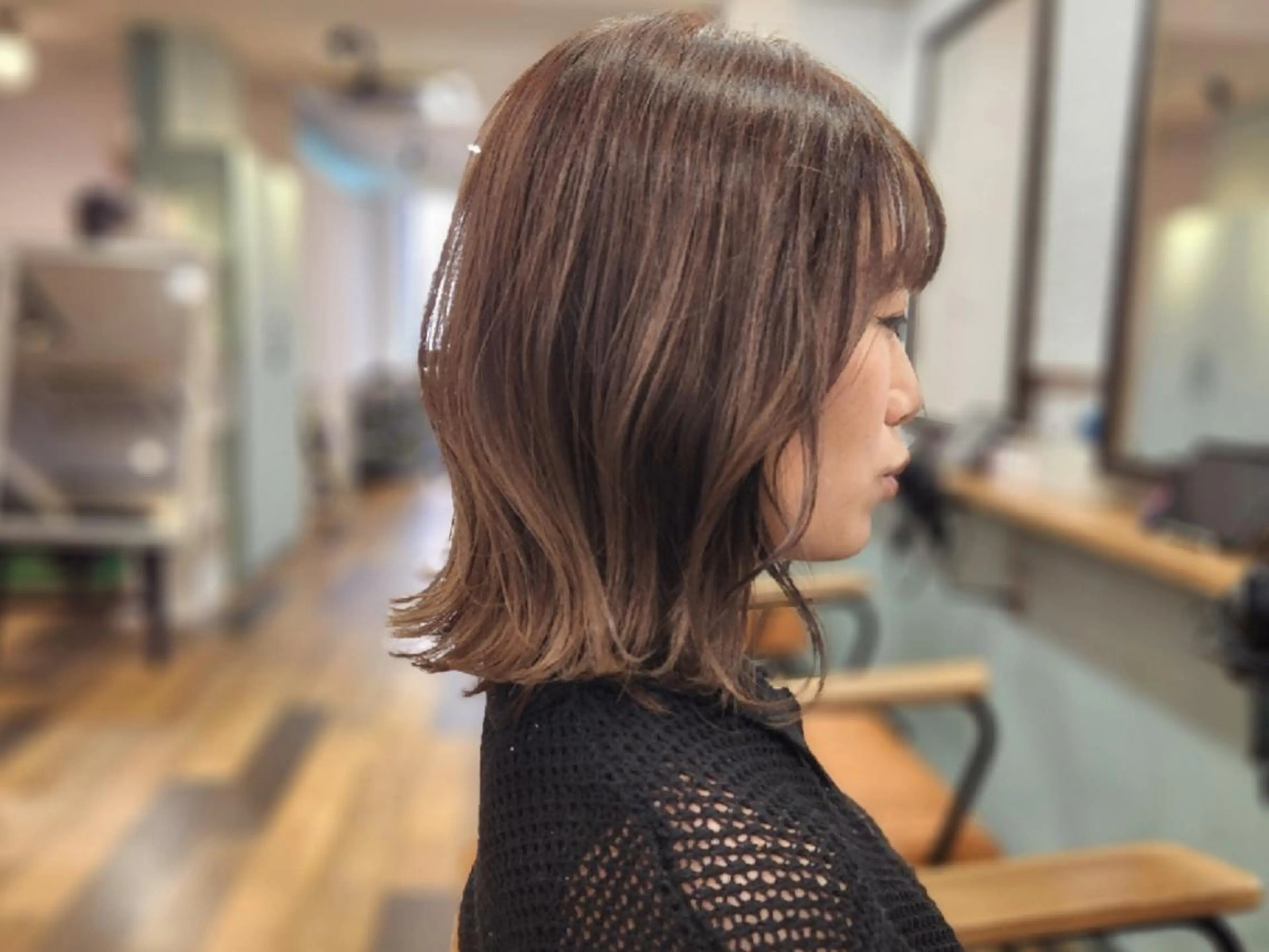 ミディアム カラー パーマ バレイヤージュ レイヤーカット 🌈HMhair🌈 home池袋のヘアスタイル