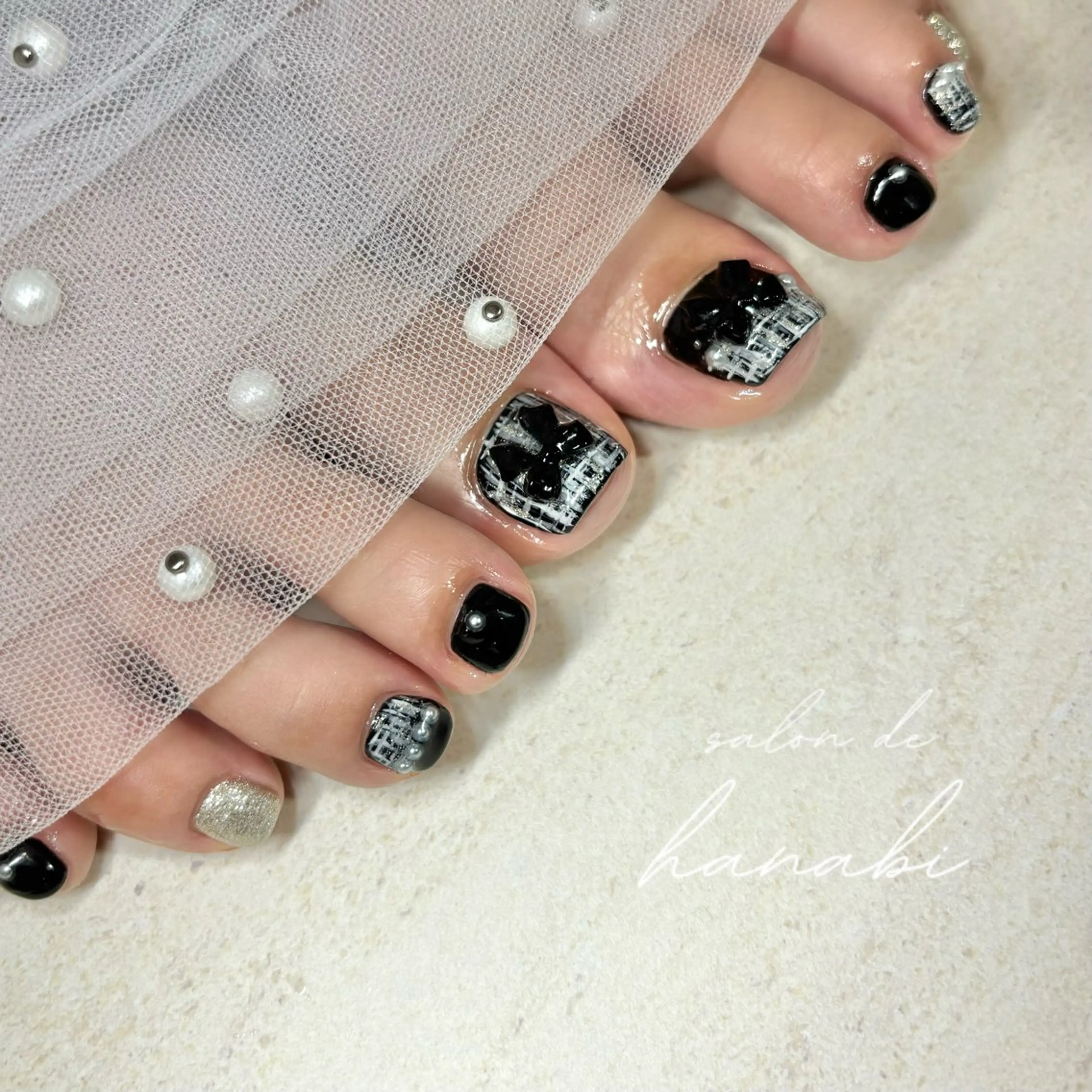 ネイル フットネイル ツイードネイル salon de hanabi八王子のネイルデザイン