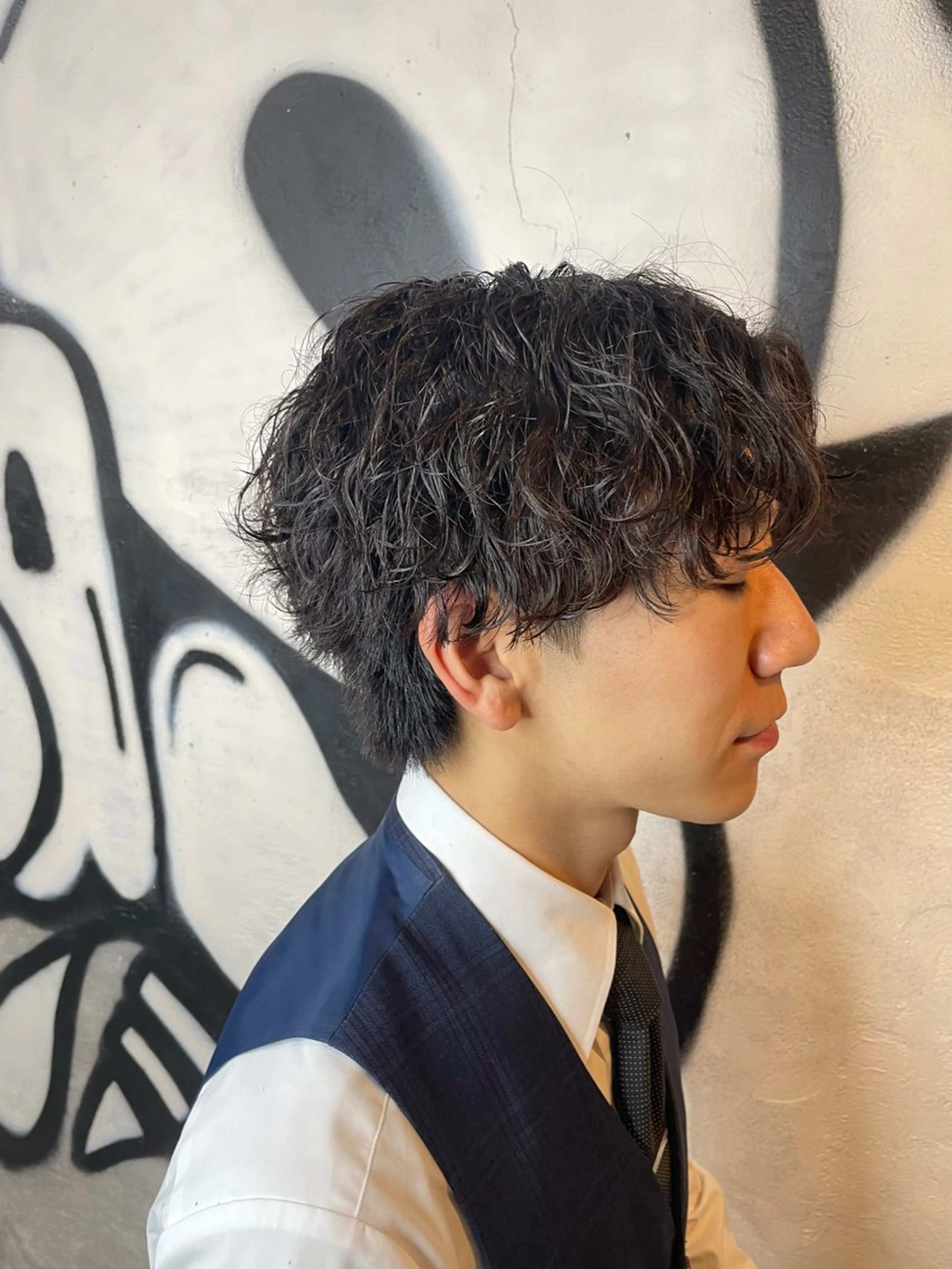 パーマ メンズ センターパート 波巻きパーマ kearny 坂輪 祐樹【上野】のヘアスタイル