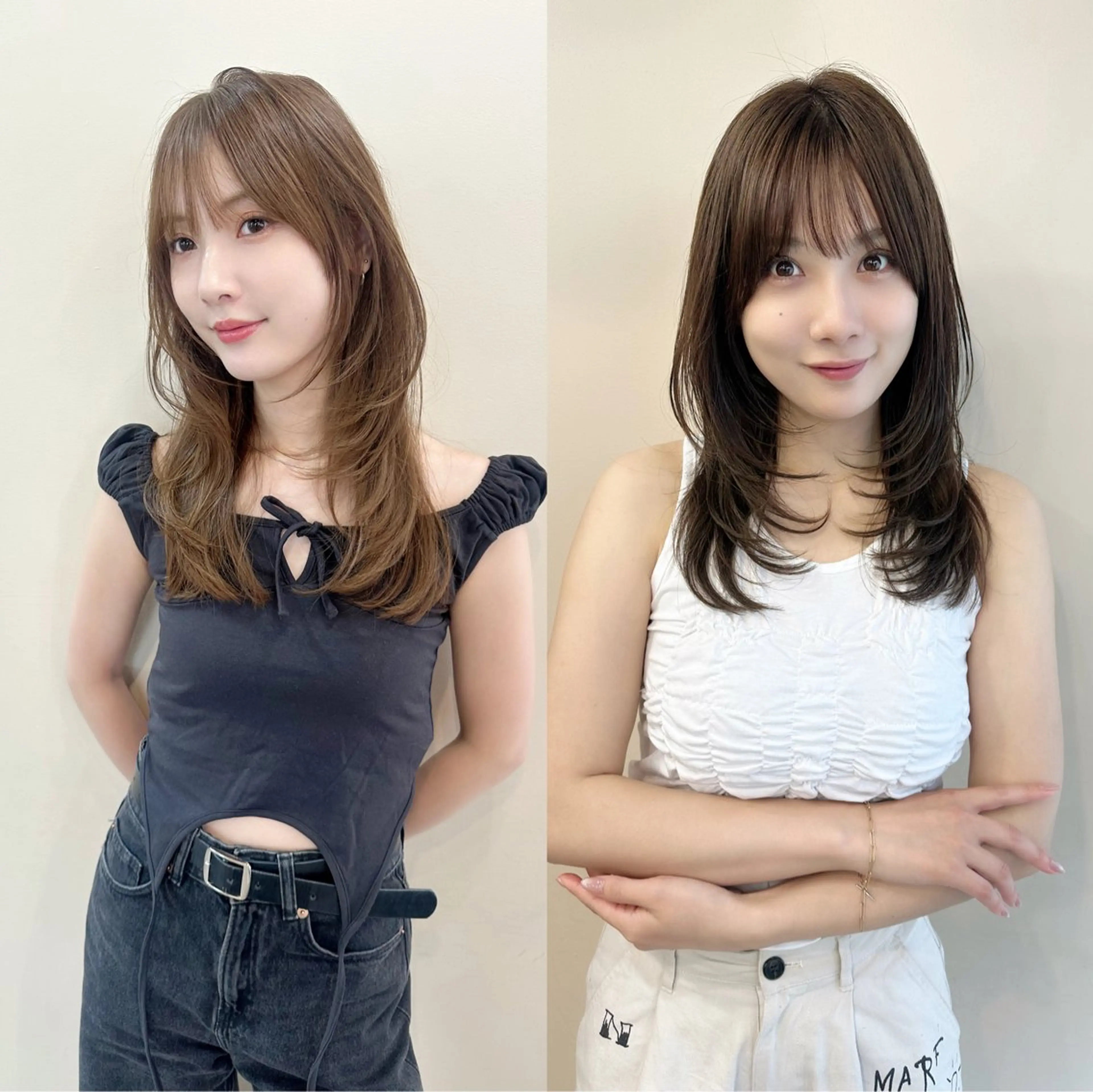 ロング 顔まわりレイヤー レイヤーカット ロング 鎌倉 彩のヘアスタイル