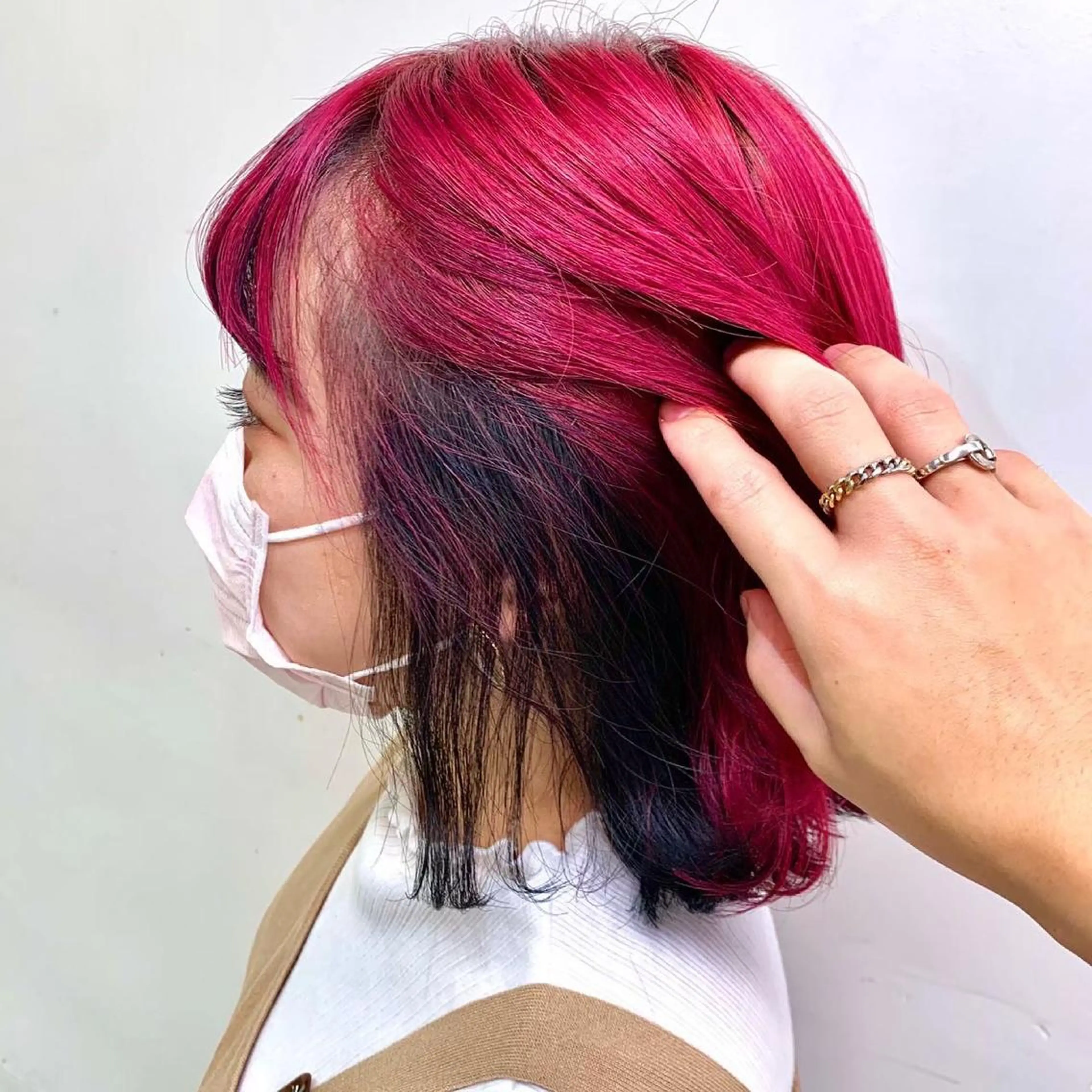 ミディアム カラー ヘアアレンジ ブルーカラー ピンクカラー 🤍韓国ヘア特化 🤍力丸🤍のヘアスタイル