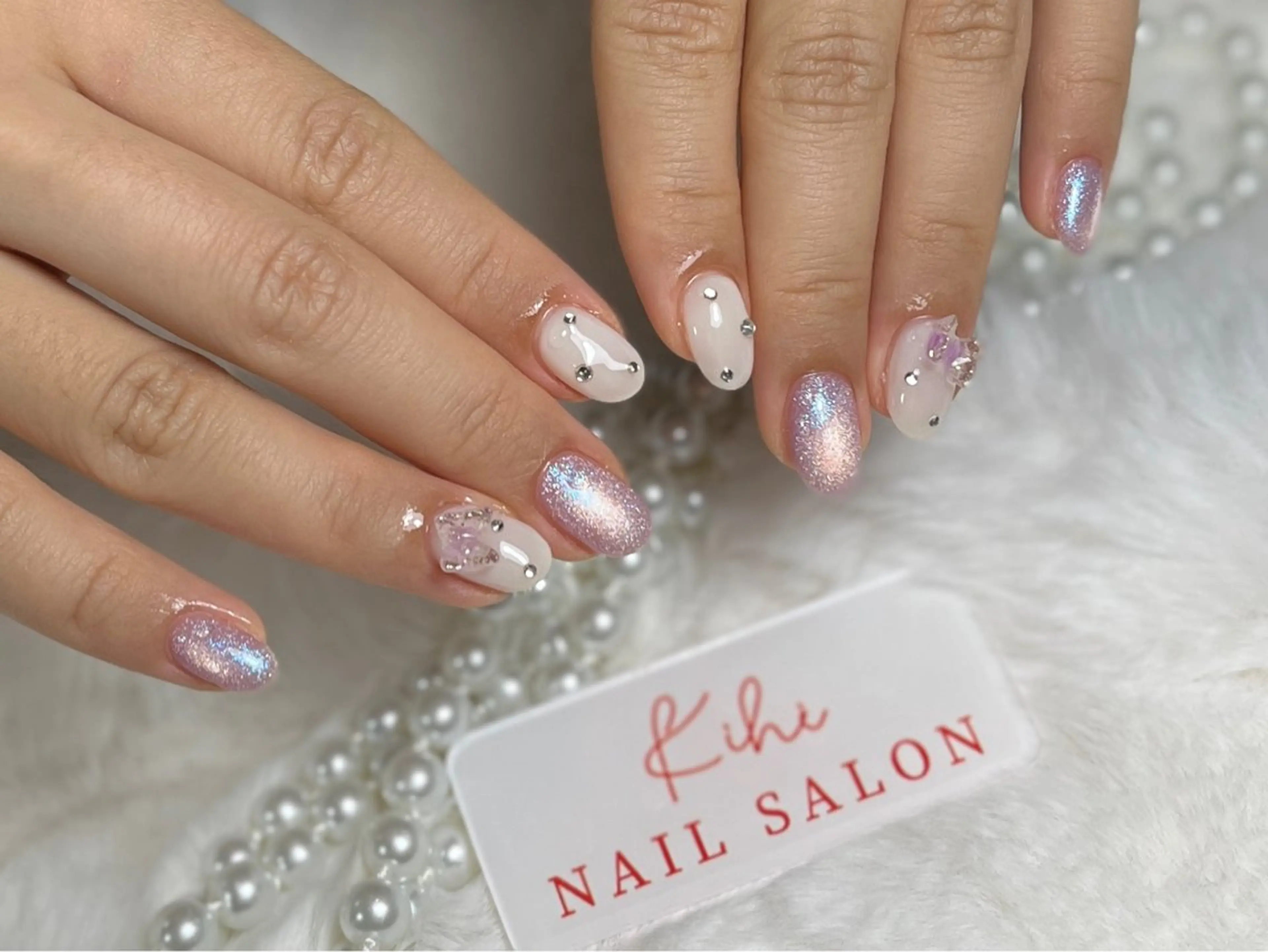 ネイル マグネットネイル ハンドネイル フットネイル ユリ🎀長さだし/ パラジェル/持ち込みのネイルデザイン