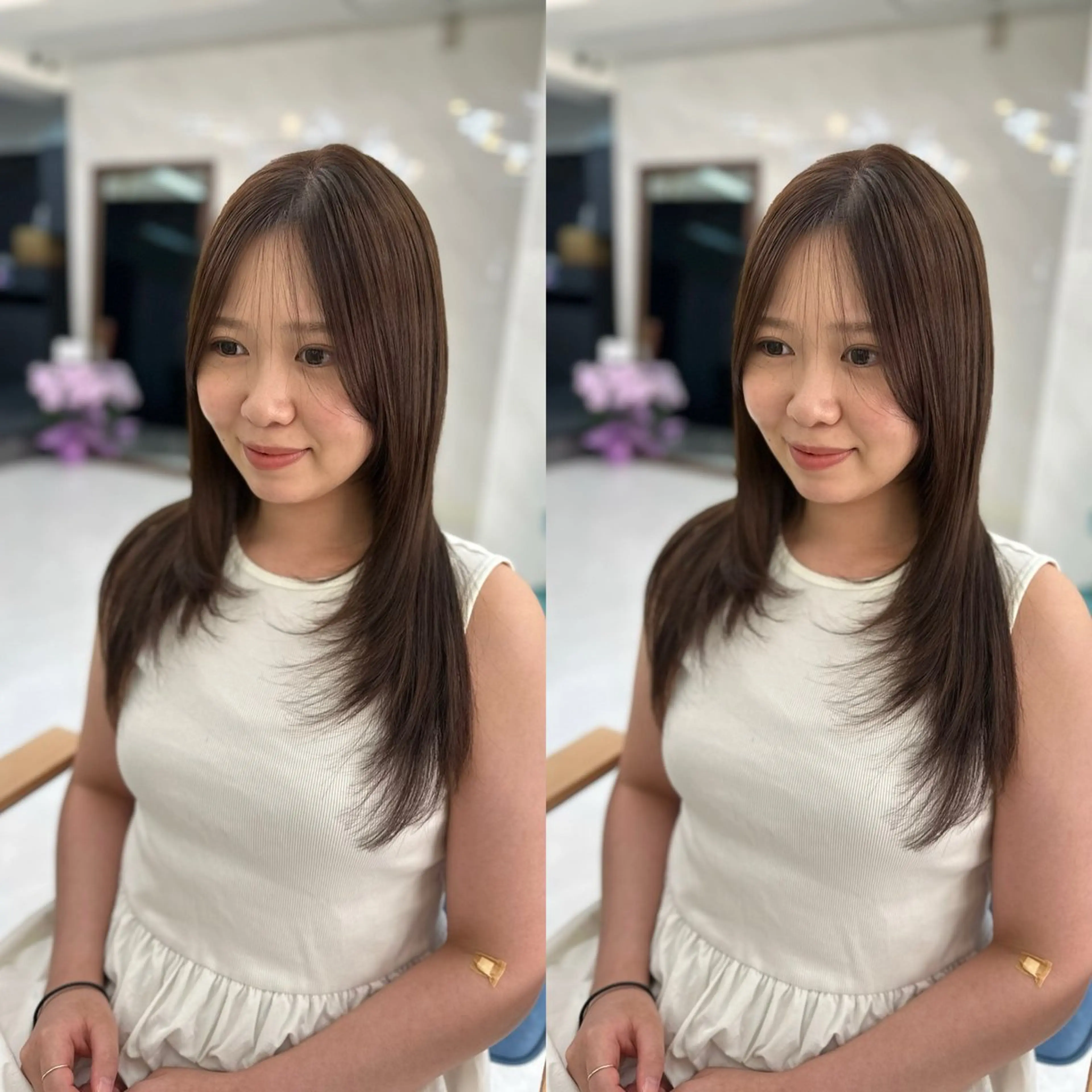 セミロング カラー ベージュカラー オリーブベージュ 顔周りカット 髪質改善 縮毛矯正 カット ヘアカラー トリートメント 縮毛矯正×ボブ💎 髪質改善/木下のヘアスタイル