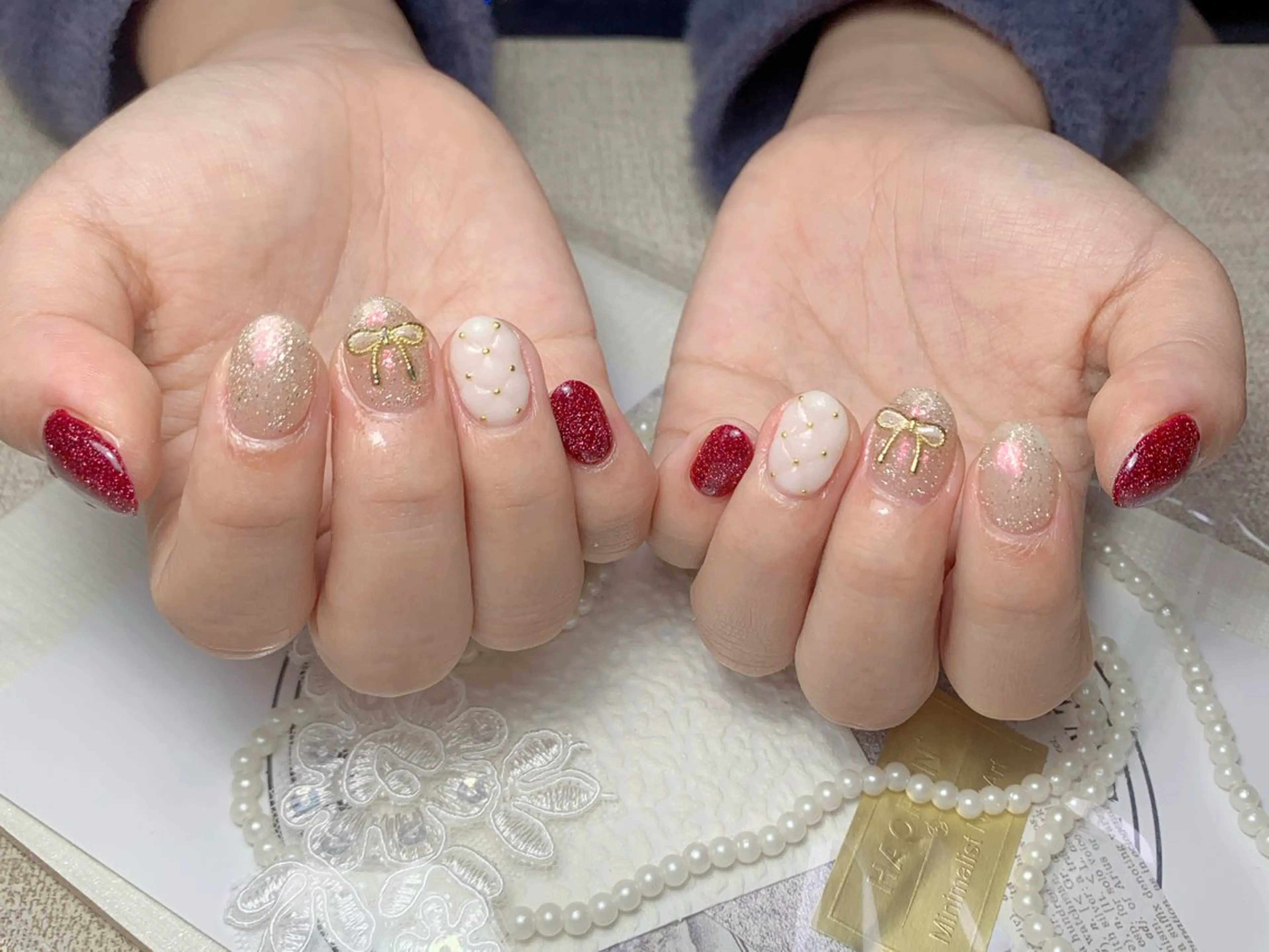 ネイル オーロラネイル チークネイル フレンチネイル ジェルネイル ガラスフレンチ Nail Jolieのネイルデザイン