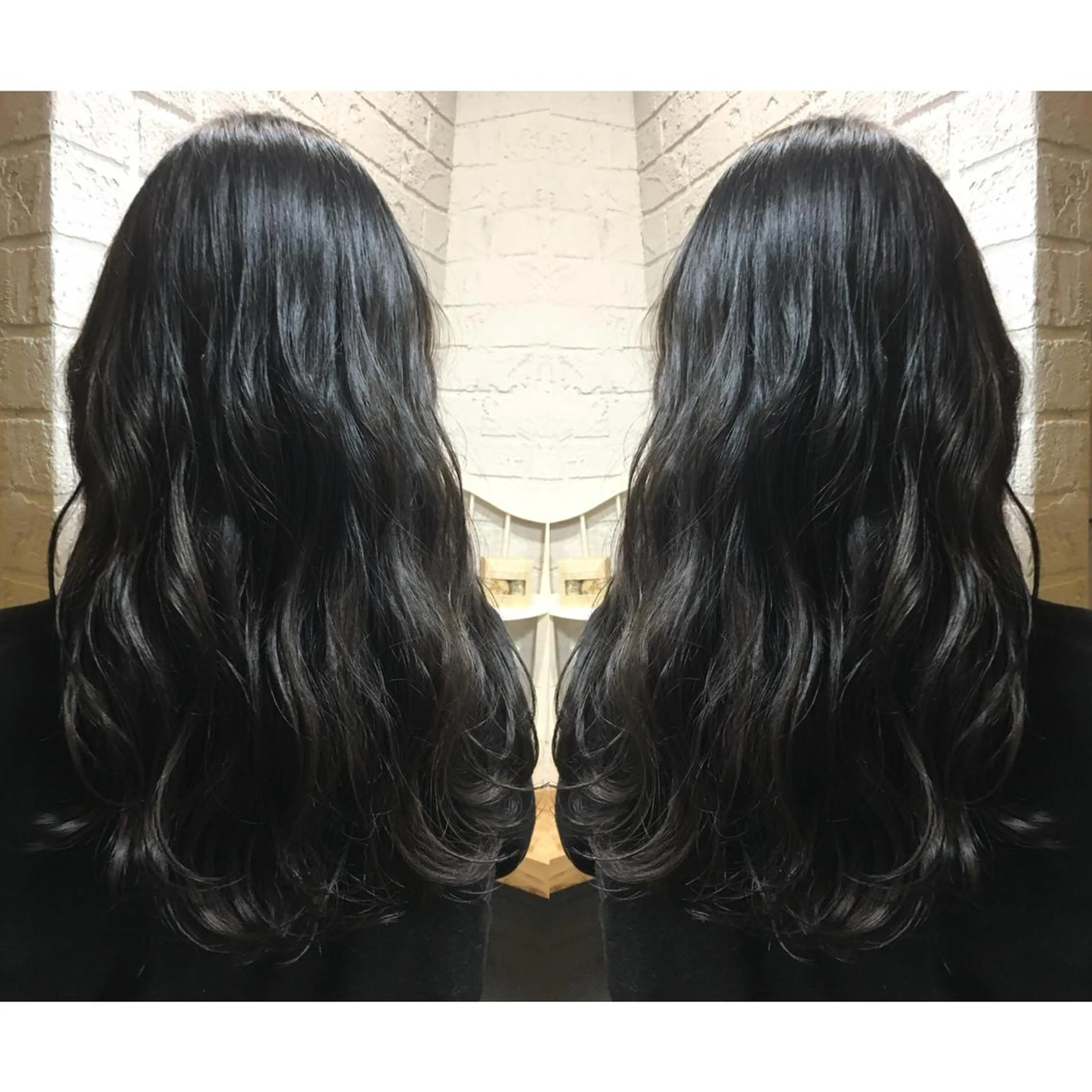 セミロング カラー 黒髪 ブルーカラー ブルーブラック ダークグレー ダークグレージュ メンズhair /こえびのヘアスタイル