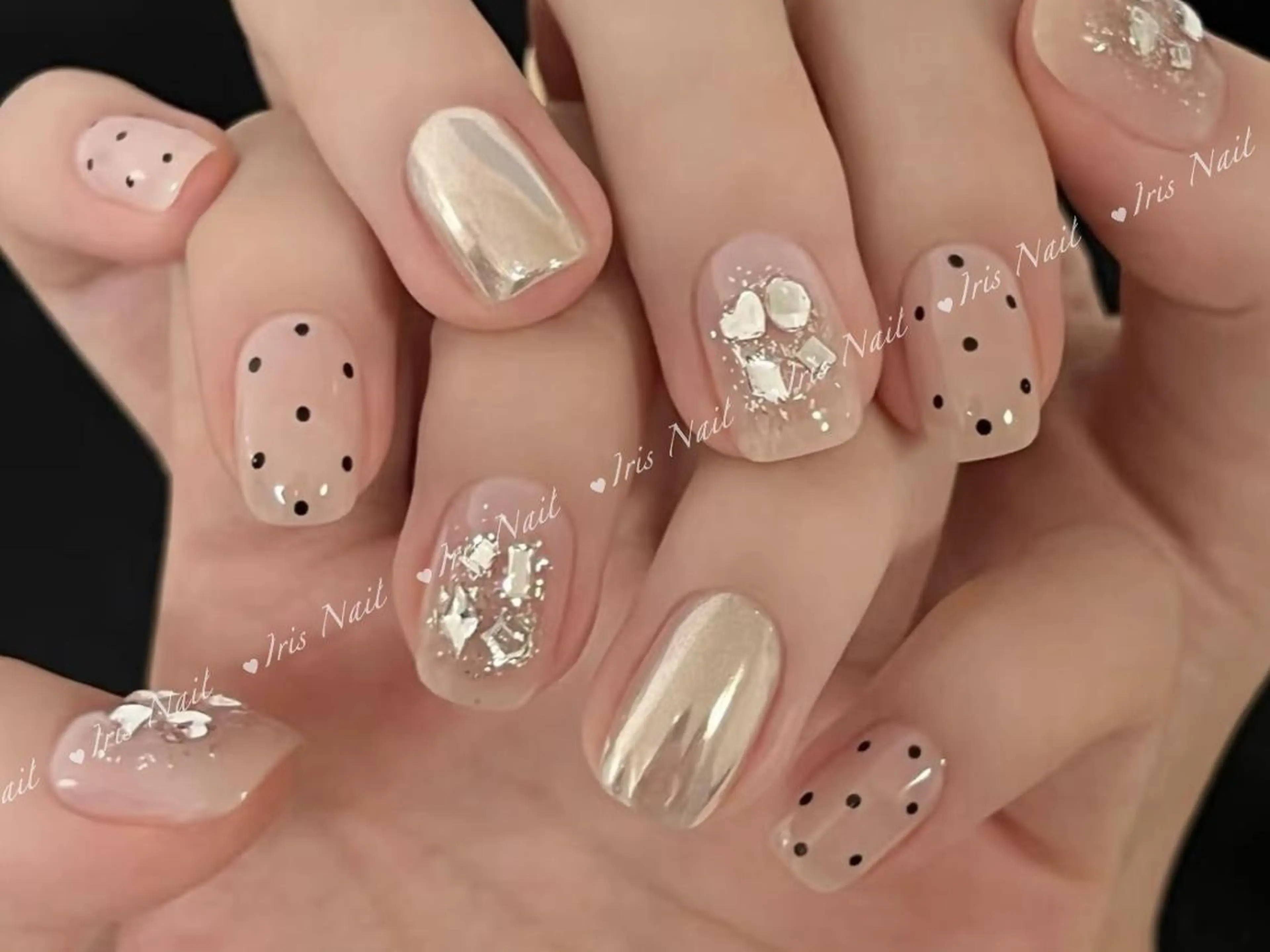 ネイル ストーンネイル ハンドネイル ハンドケア 🍒IRIS Nail🌸のネイルデザイン