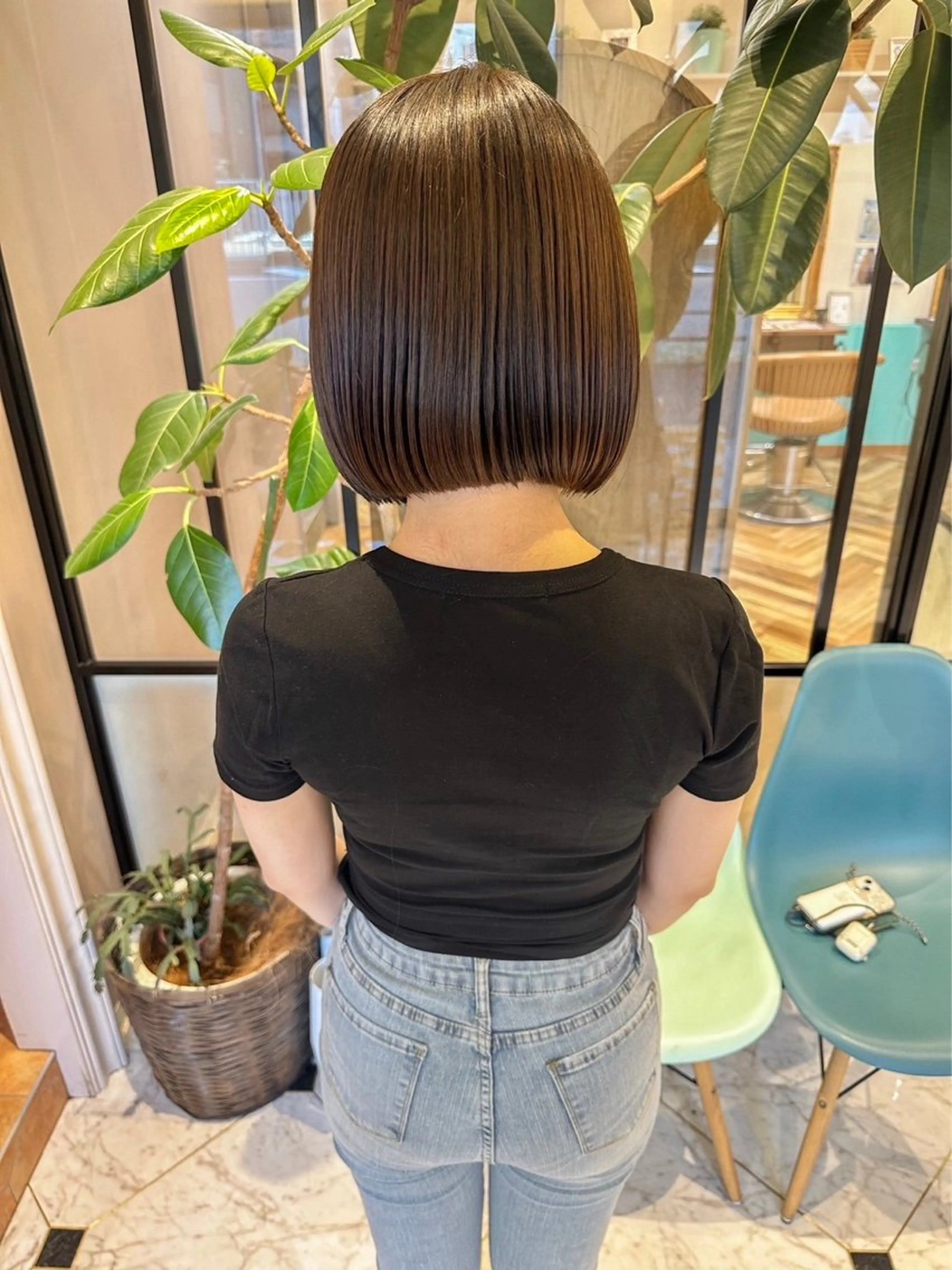 ショート 縮毛矯正/ストンボブ Wカラー💎ヒデジのヘアスタイル