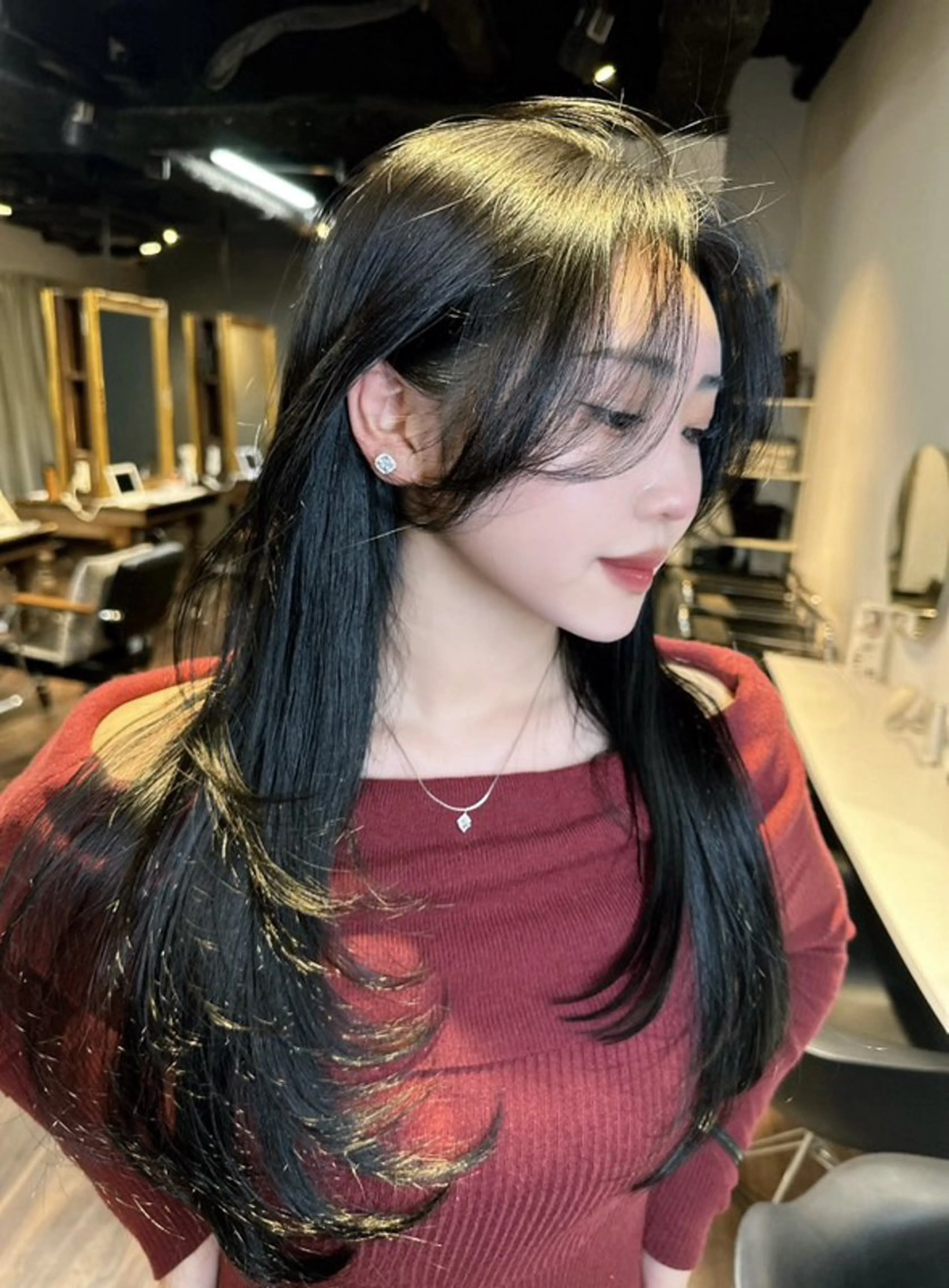 ロング カラー 髪質改善 韓国風ヘア レイヤーカット トリートメント ワンホンヘア カット ヘアカラー トリートメント ワンホン/エクステ ケラチン/Kaitoのヘアスタイル