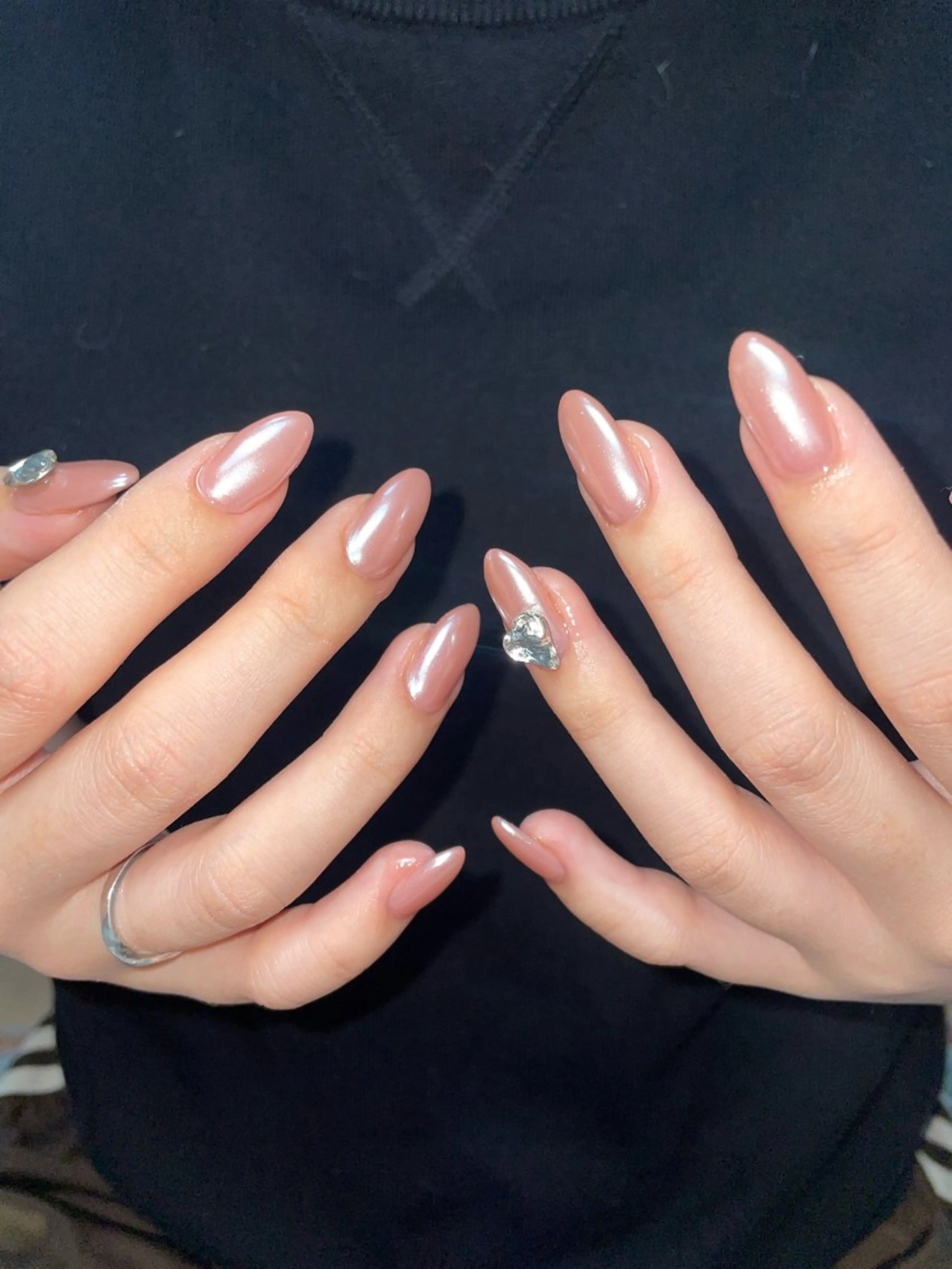 ネイル ガーリー 韓国ネイル ミラーネイル ワンカラーネイル ピンク miinail miyuuのネイルデザイン