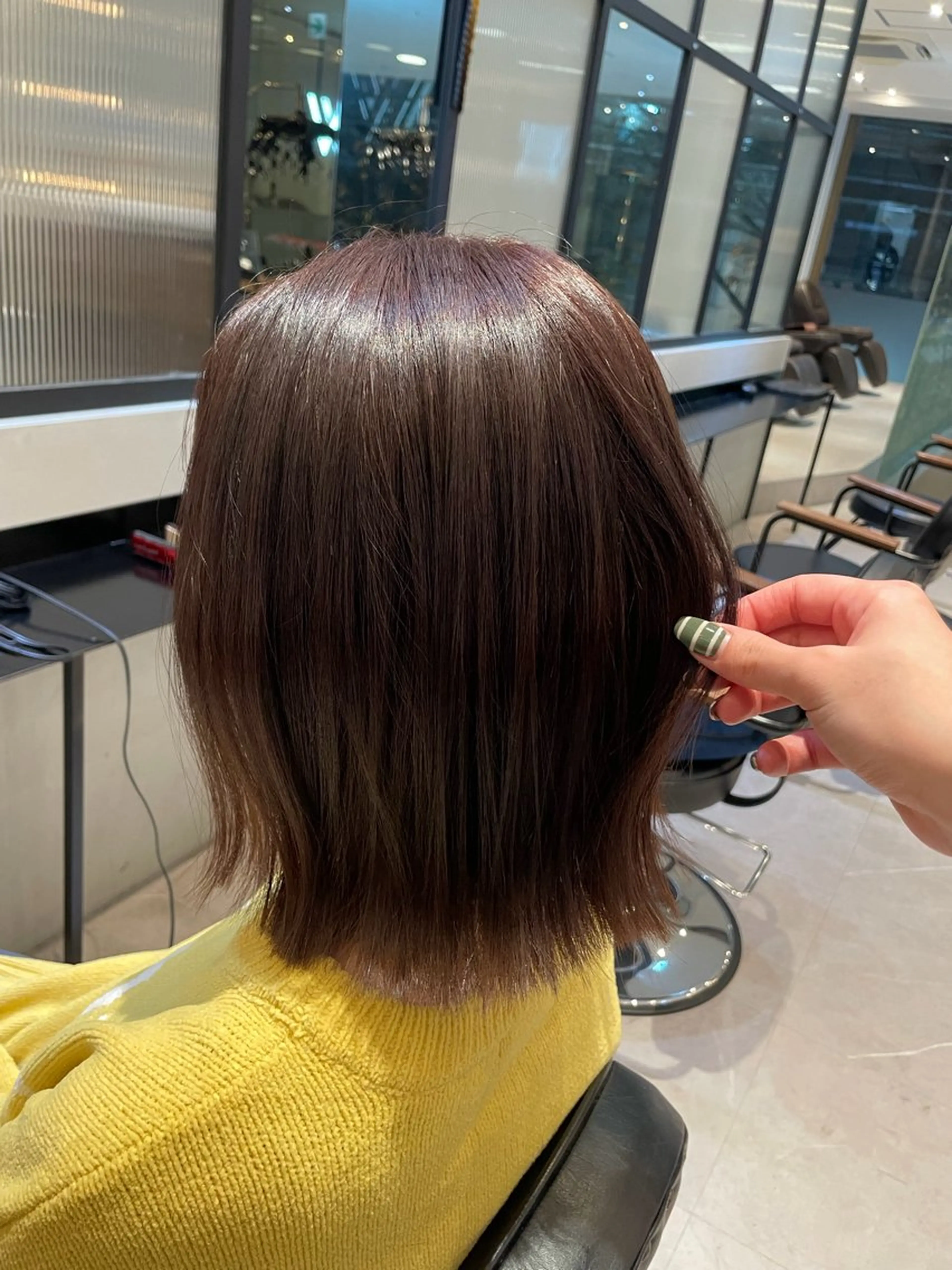 ミディアム カラー カット ヘアカラー トリートメント オリーブカラー🫒/ ハッシュカット/みゆのヘアスタイル