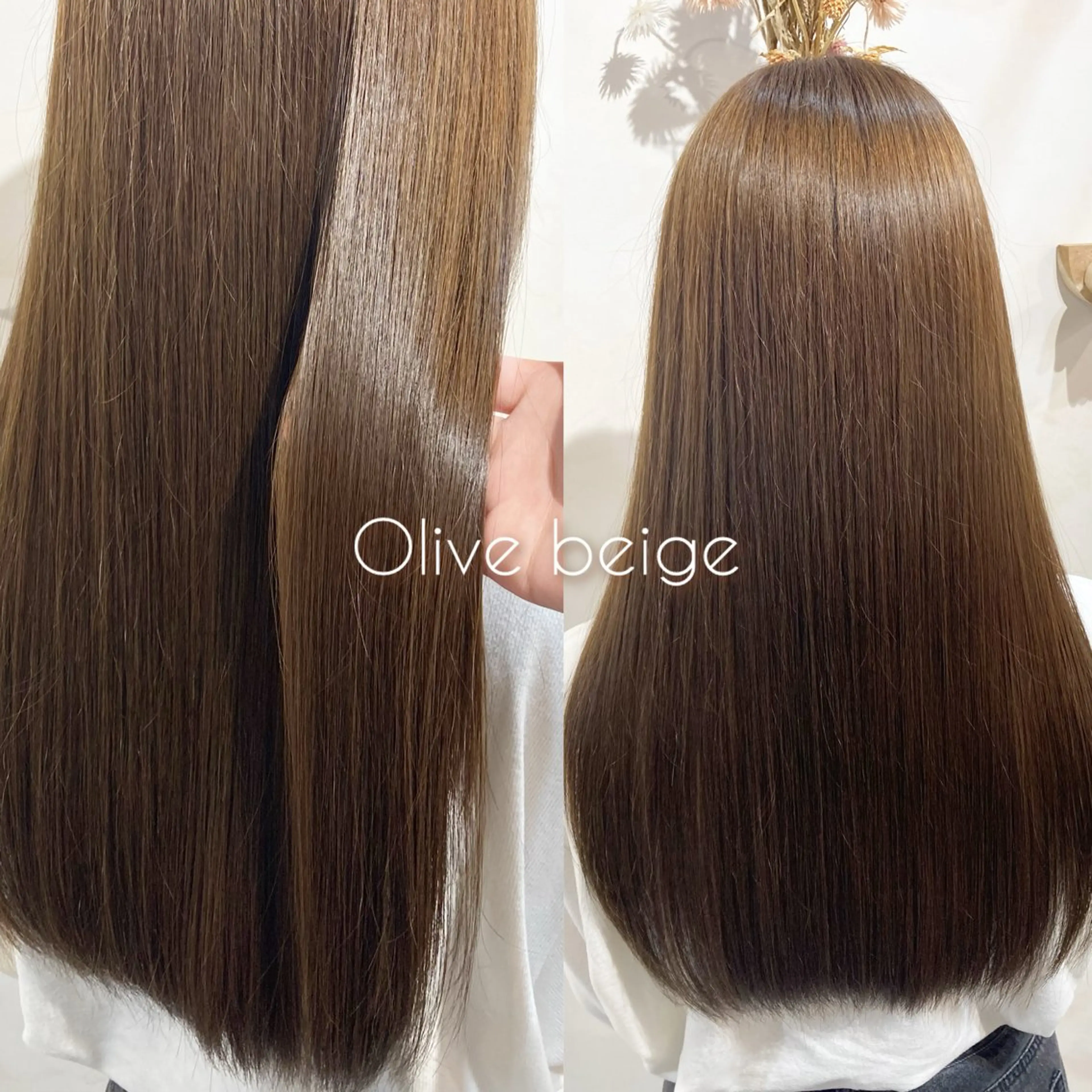 ロング カラー ベージュカラー 透明感カラー オリーブベージュ カット ヘアカラー トリートメント 片柳 美友季のヘアスタイル