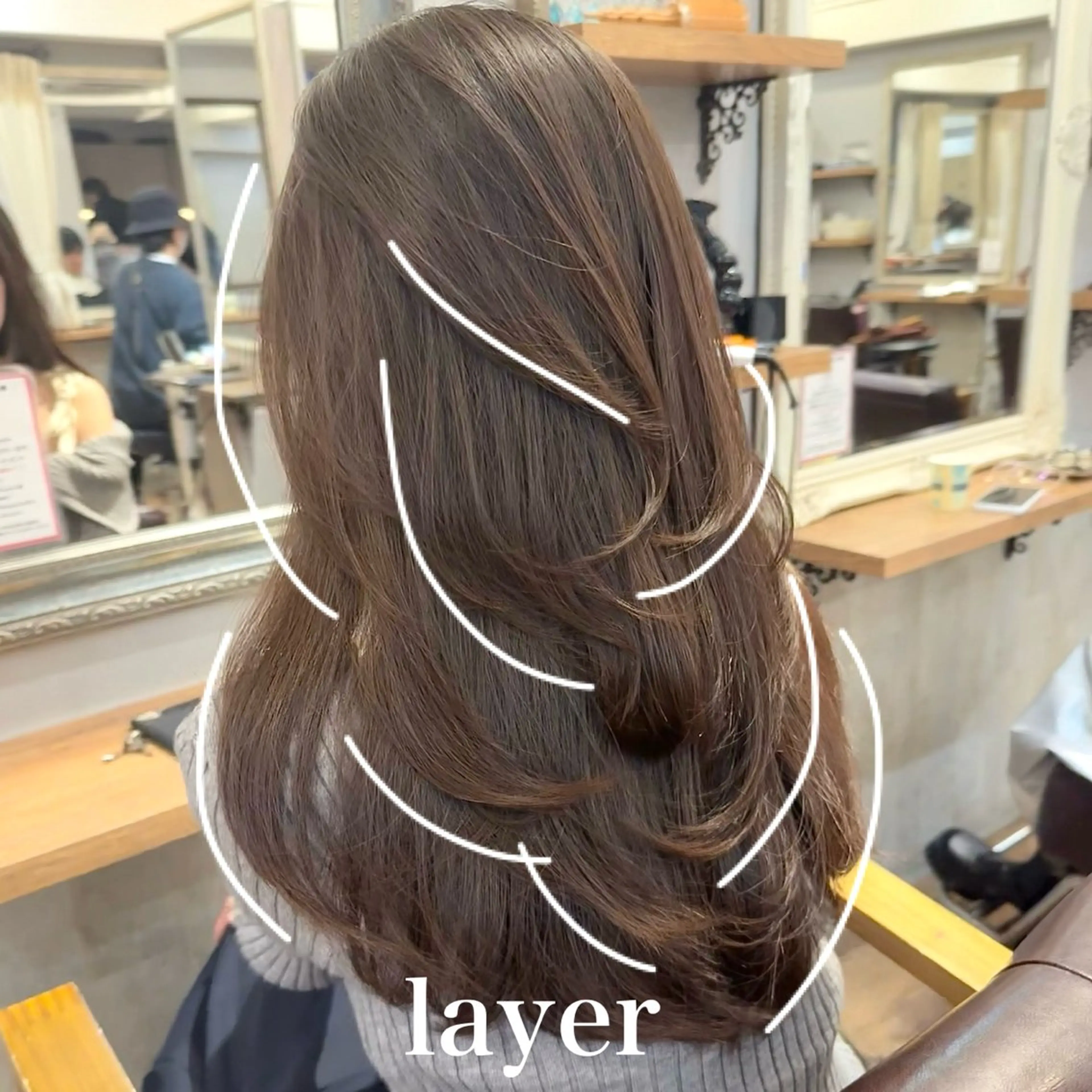 セミロング カラー 顔周りカット レイヤーカット レイヤーカット layercut✂️のヘアスタイル