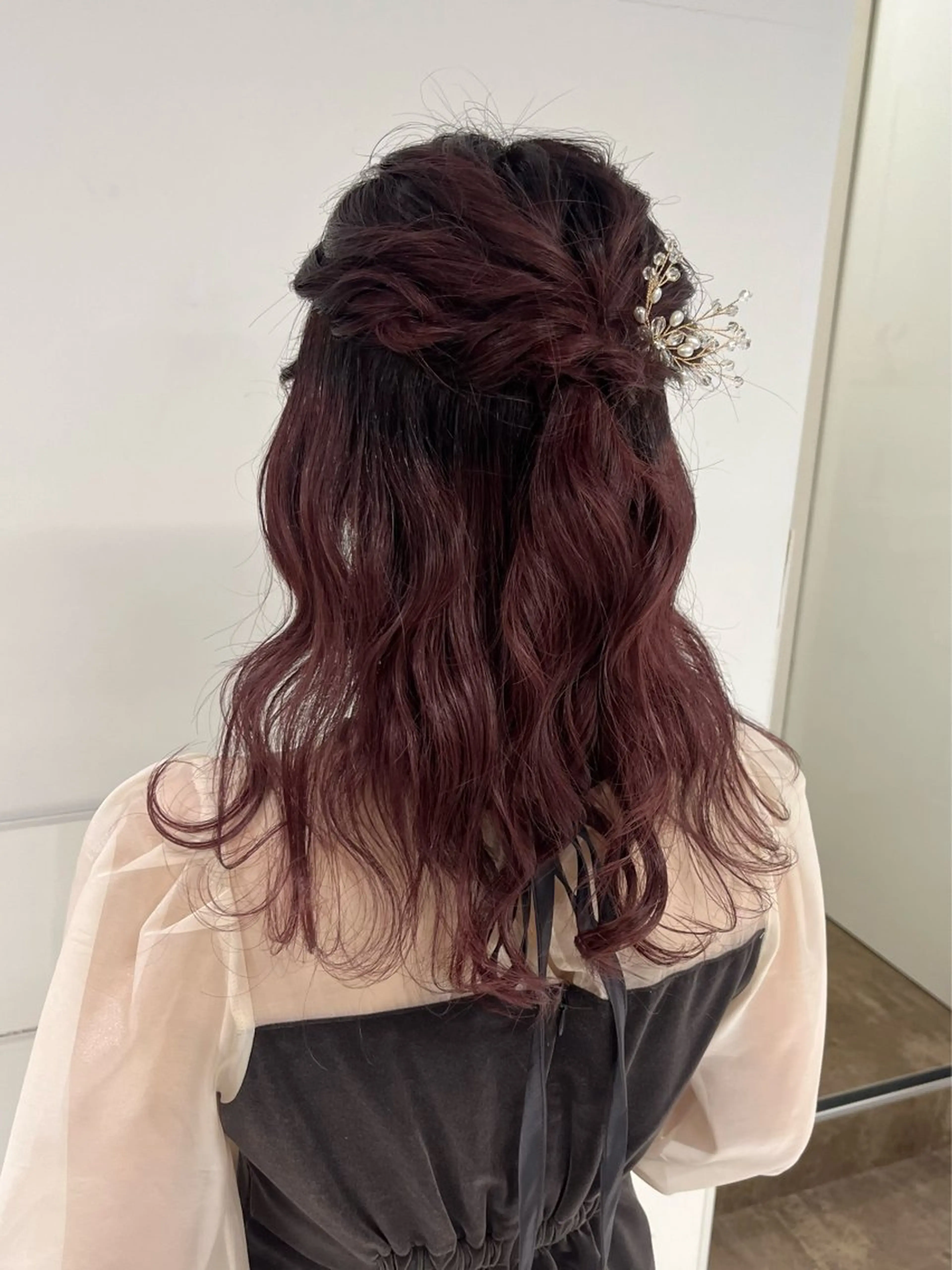 セミロング カラー ヘアアレンジ 結婚式・ブライダル りおな/髪質改善/ カラー /平尾のヘアスタイル