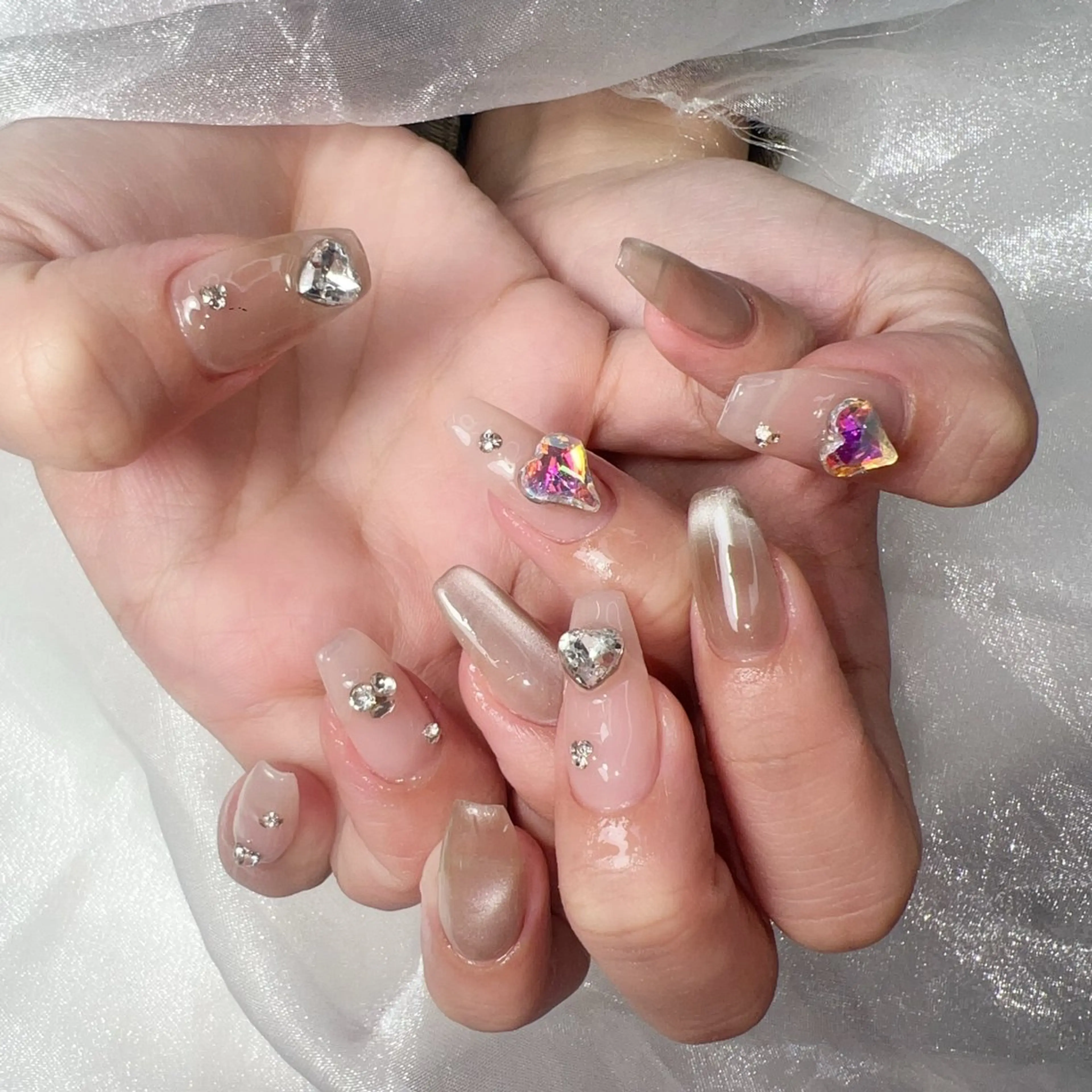 セミロング カラー ボルドーカラー 韓国風ヘア クリスマス Mika nail salon 鶯谷のネイルデザイン