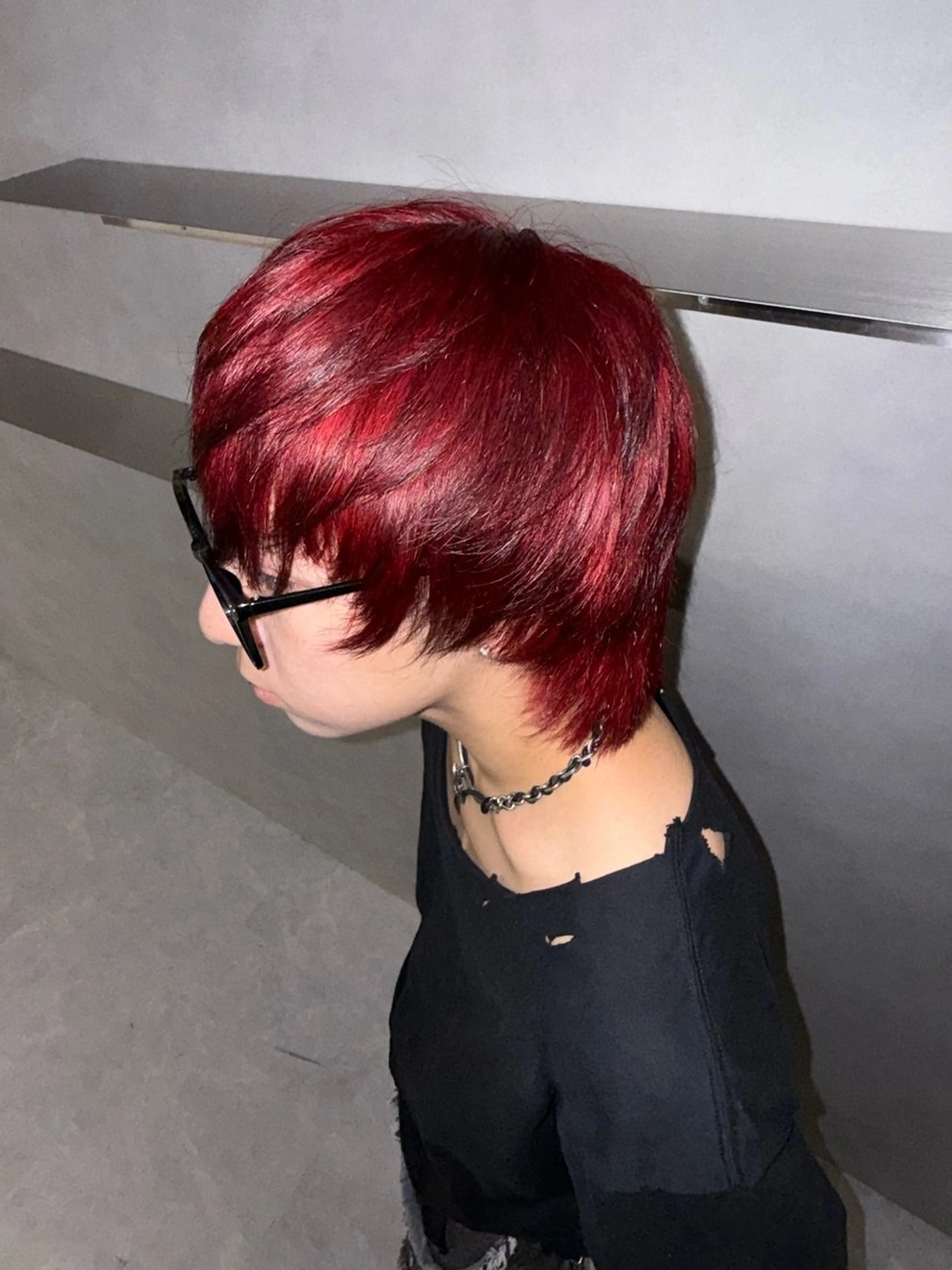 ショート カラー メンズ レッドカラー ヘアカラー ホワイトカラー/梅田 デザインカラー/しんのヘアスタイル