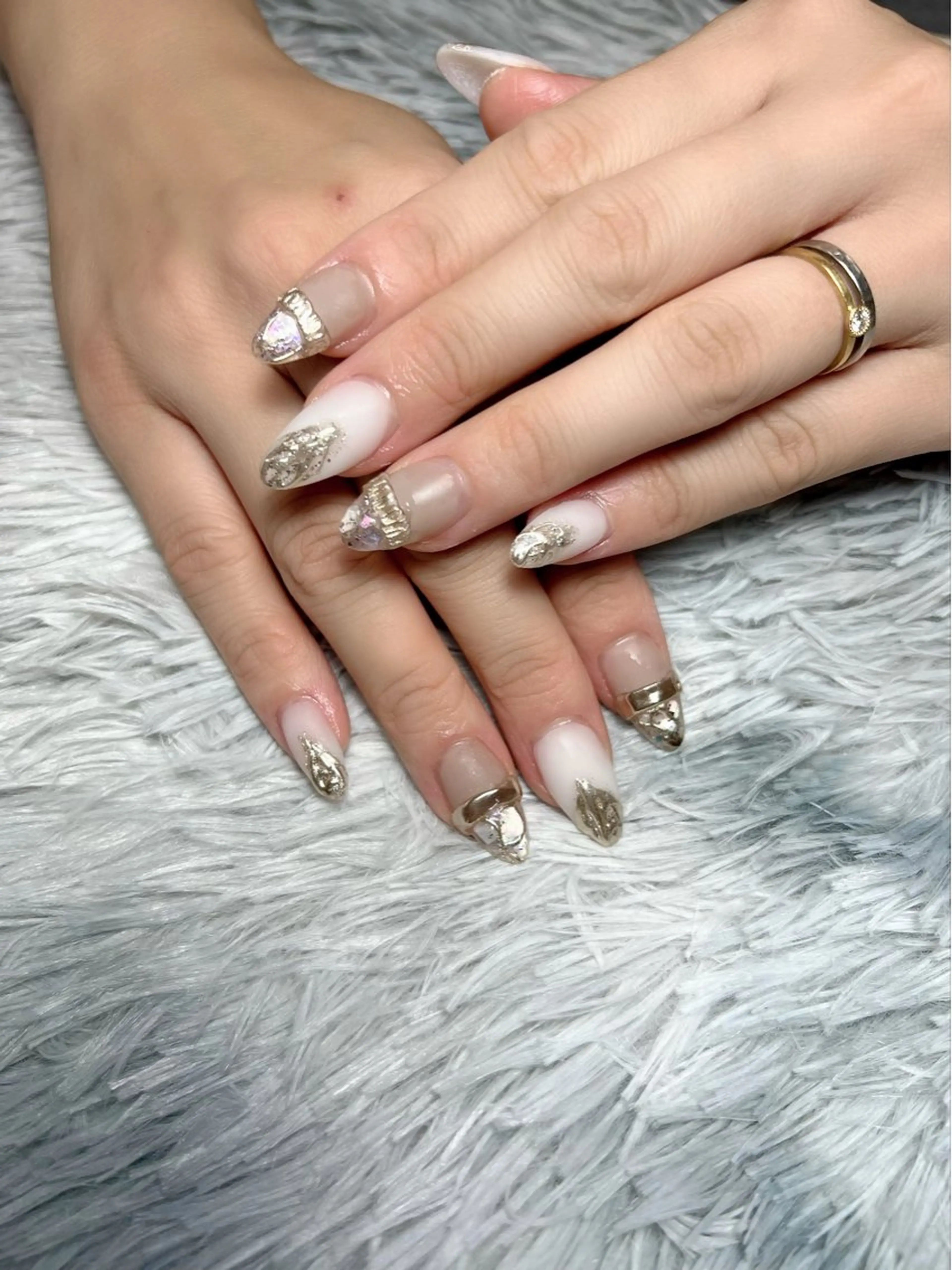 ネイル スカルプネイル ショートネイル ブライダルネイル ハンドネイル シェヌネイル JURAのネイルデザイン