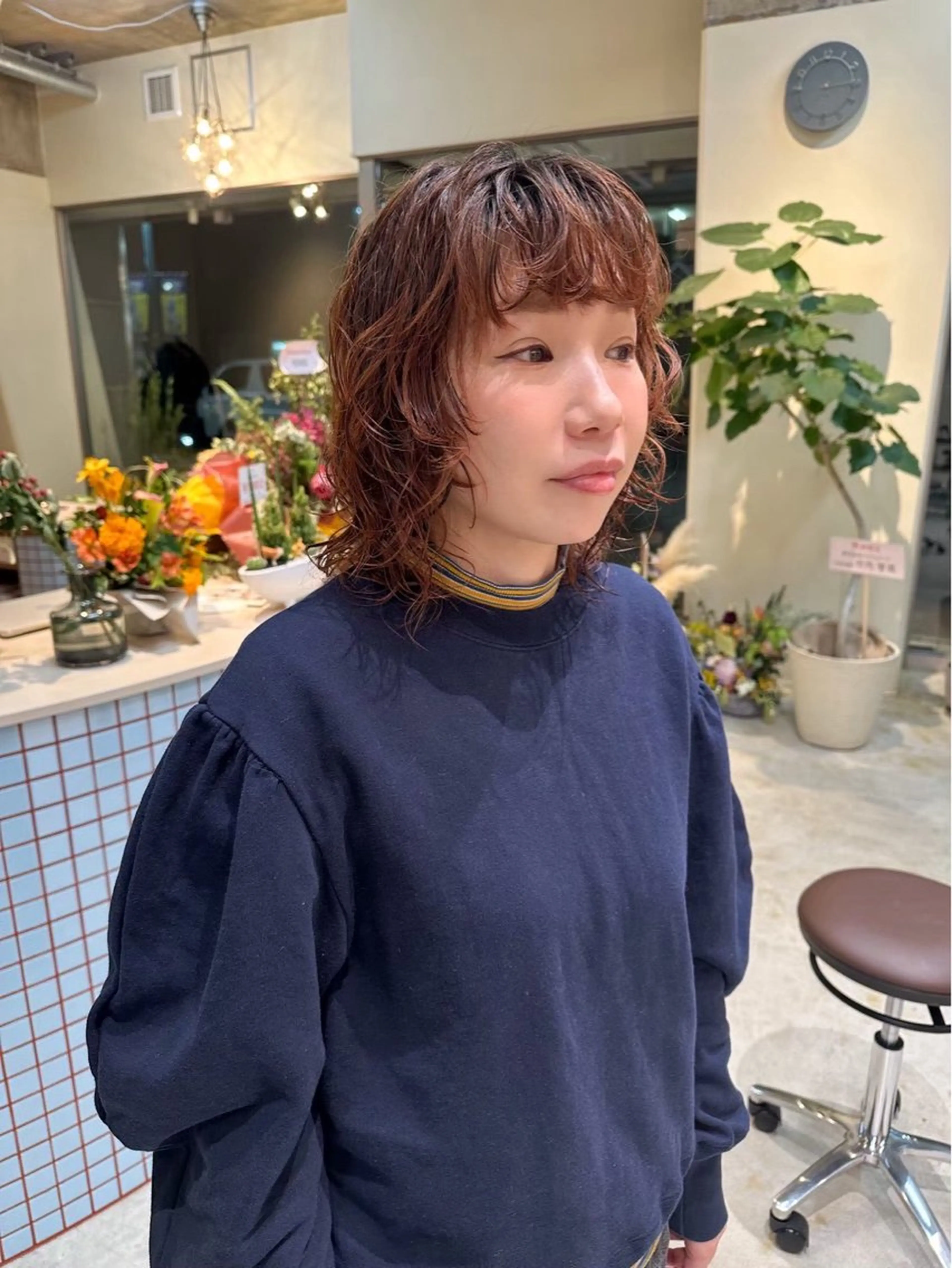 ミディアム カラー パーマ カット しょうじ のあのヘアスタイル