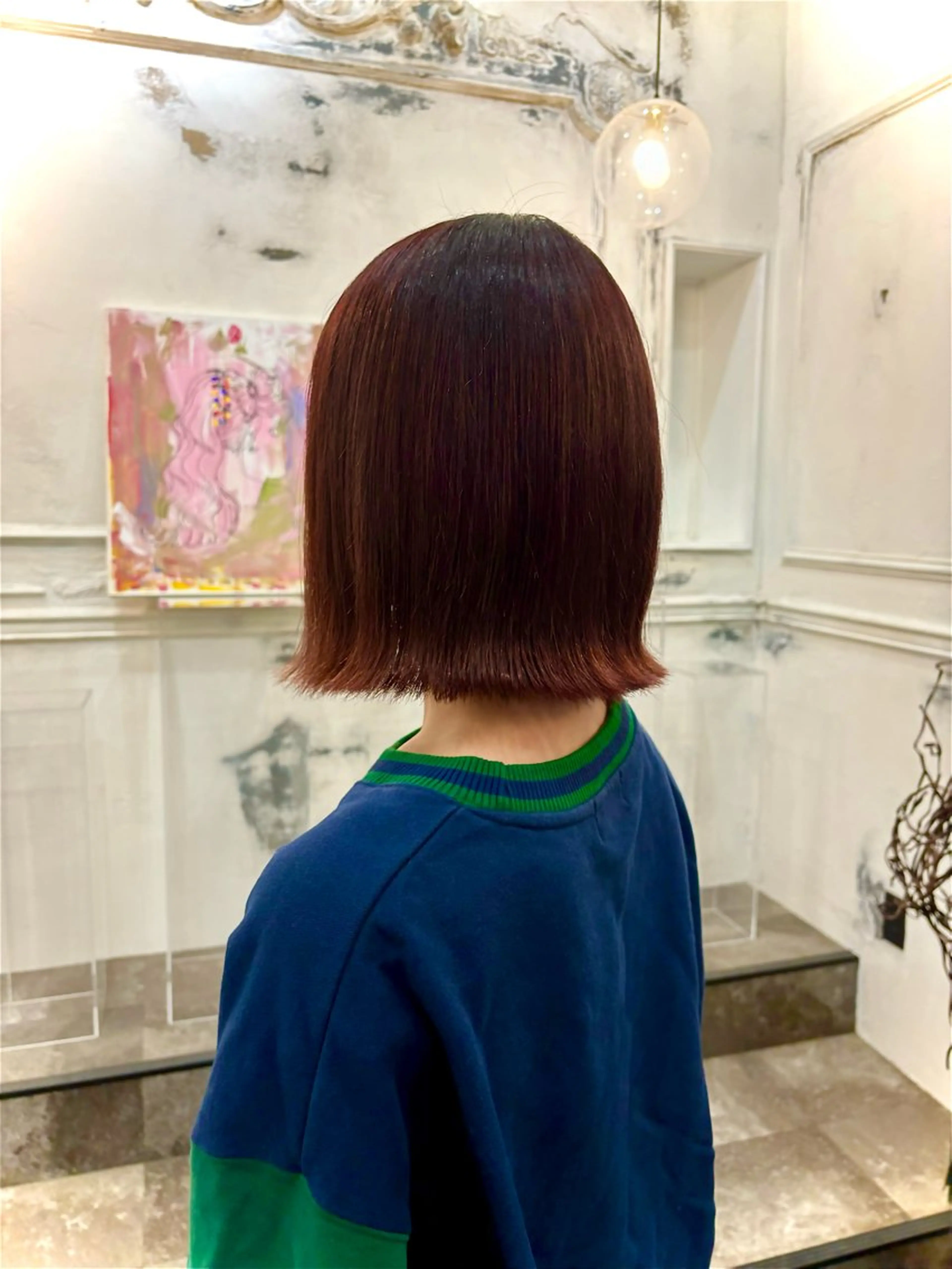 ミディアム カラー レッドカラー comeghead 琴音のヘアスタイル