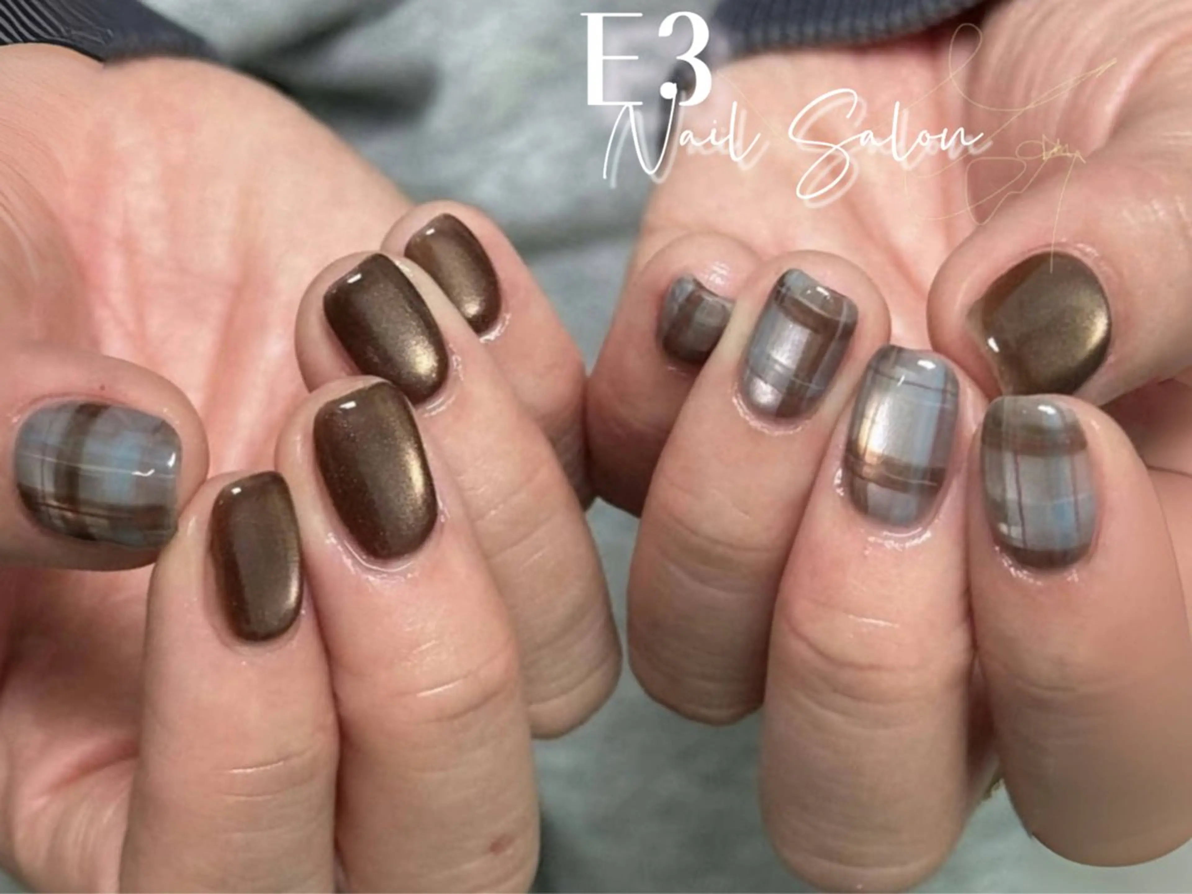 ネイル フレンチネイル ジェルネイル ガラスフレンチ グラデーション キラキラネイル ハンドネイル E3 Nail Salonのネイルデザイン