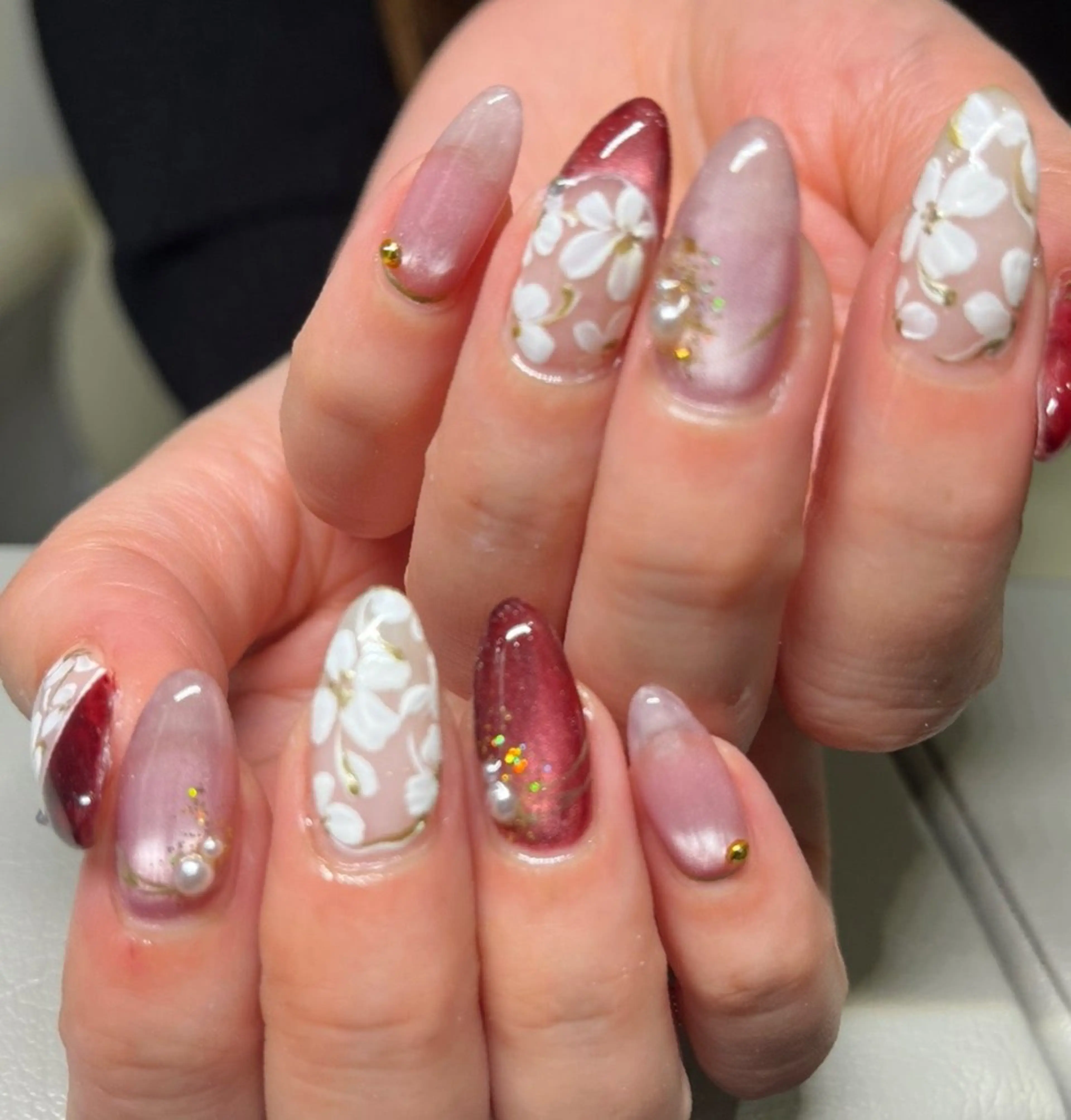 ネイル 長さ出し 持ち込み ハンドネイル Chaleur fleurのネイルデザイン