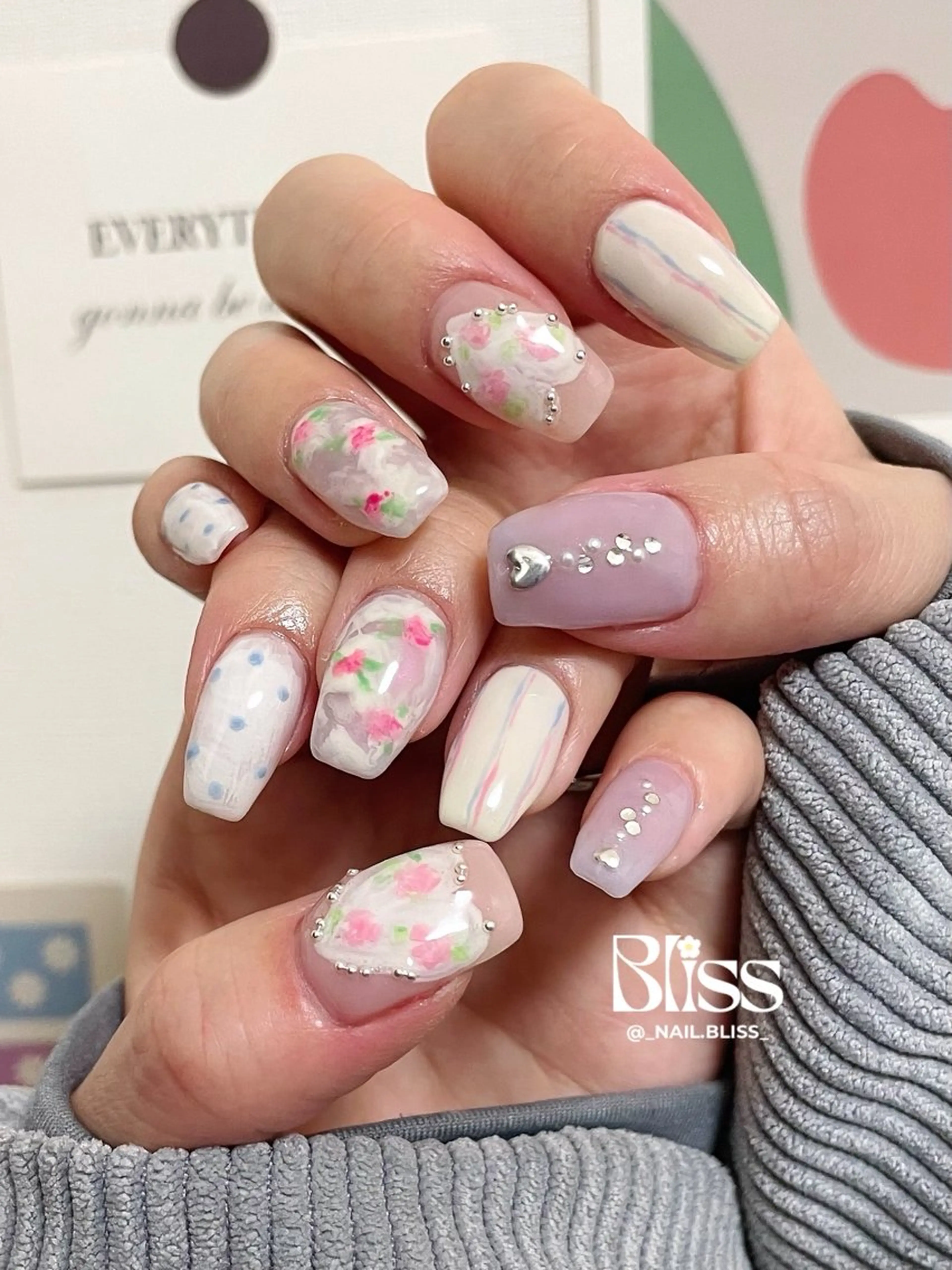 ネイル アートネイル 春ネイル ハンドネイル NAIL BLISSのネイルデザイン