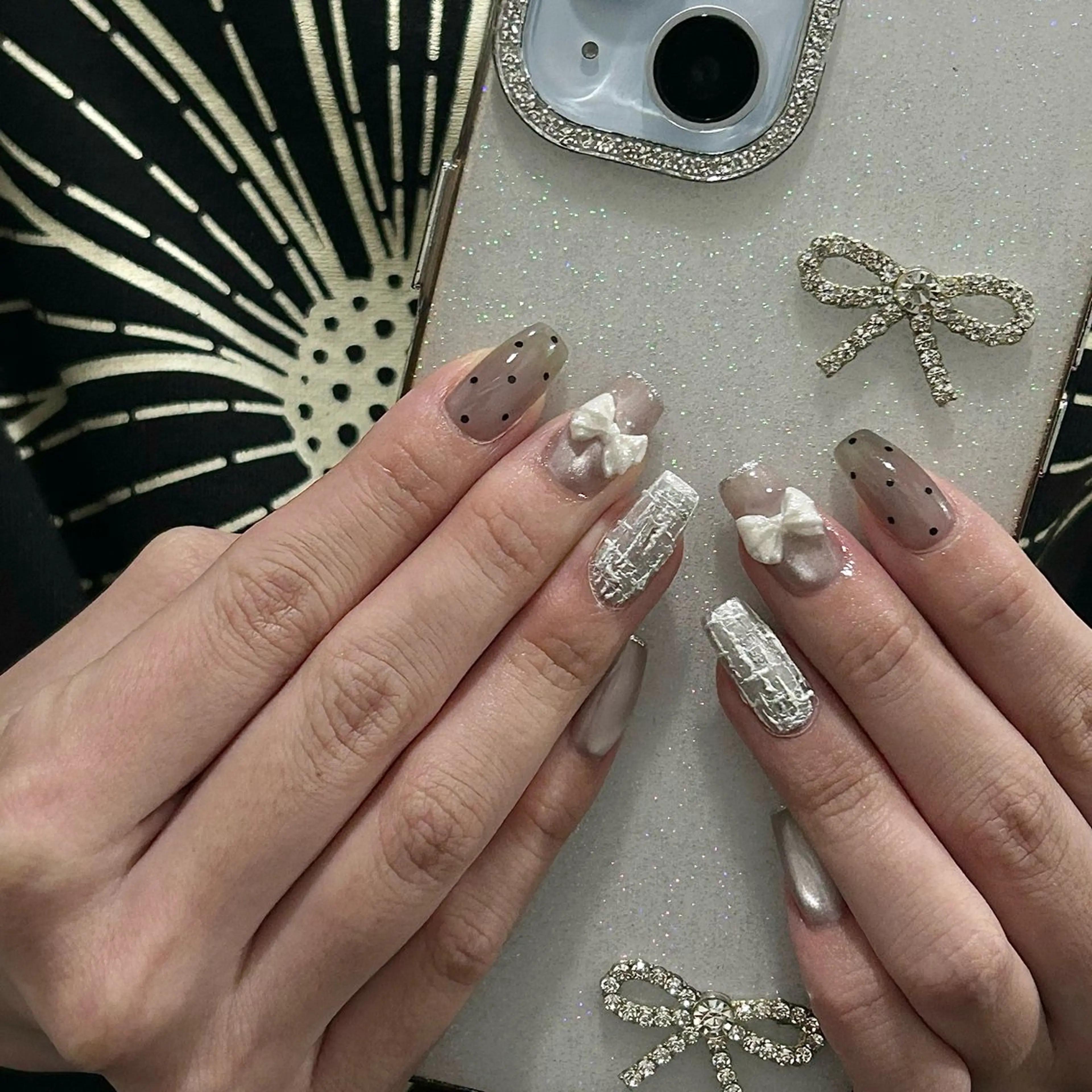 ネイル リボン ハンドネイル パラあり！フィルイン 美フォルムのネイルデザイン
