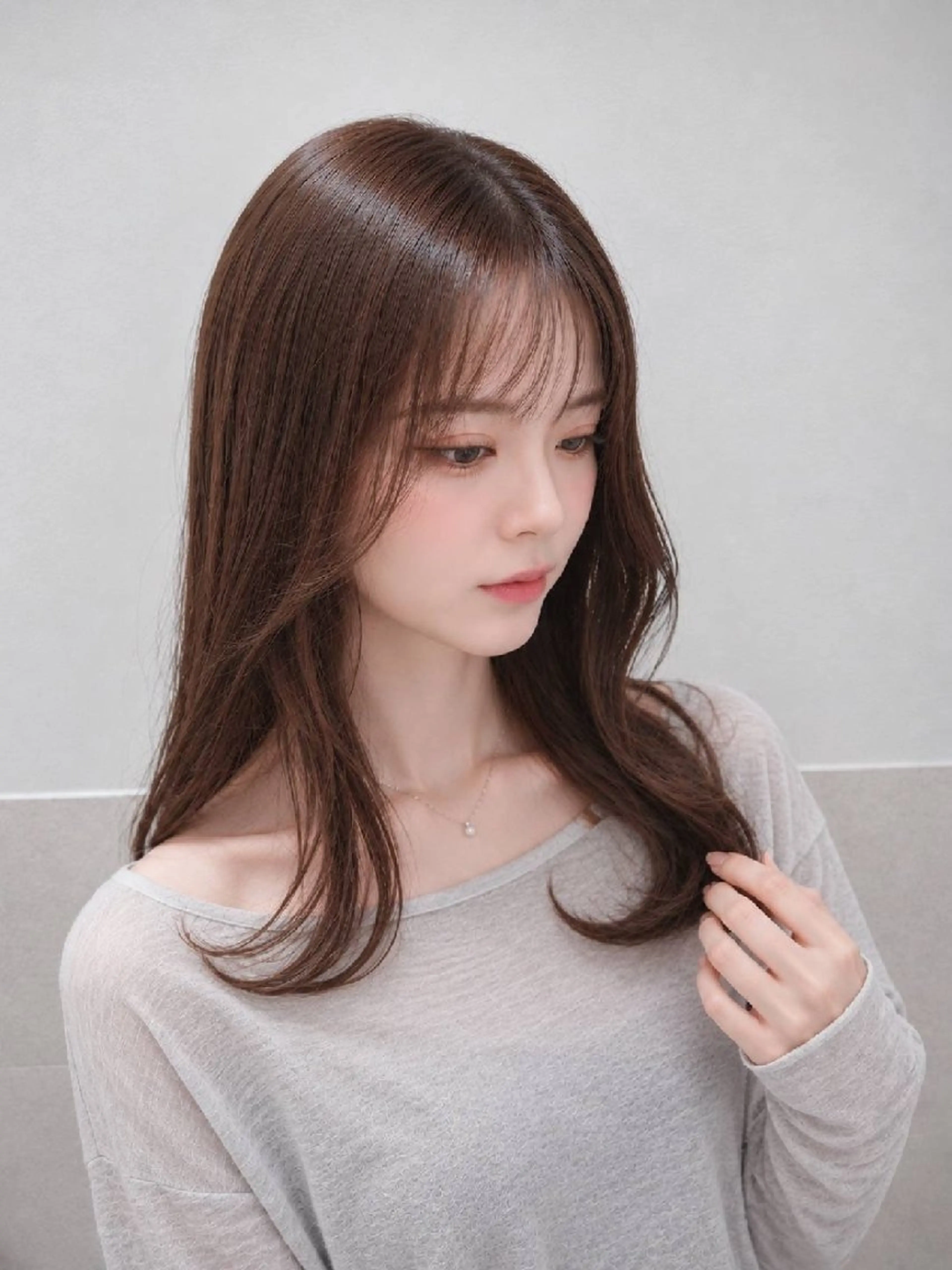 セミロング ケアカラー 縮毛矯正✨艶髪　 シノハラ✨髪質改善のヘアスタイル