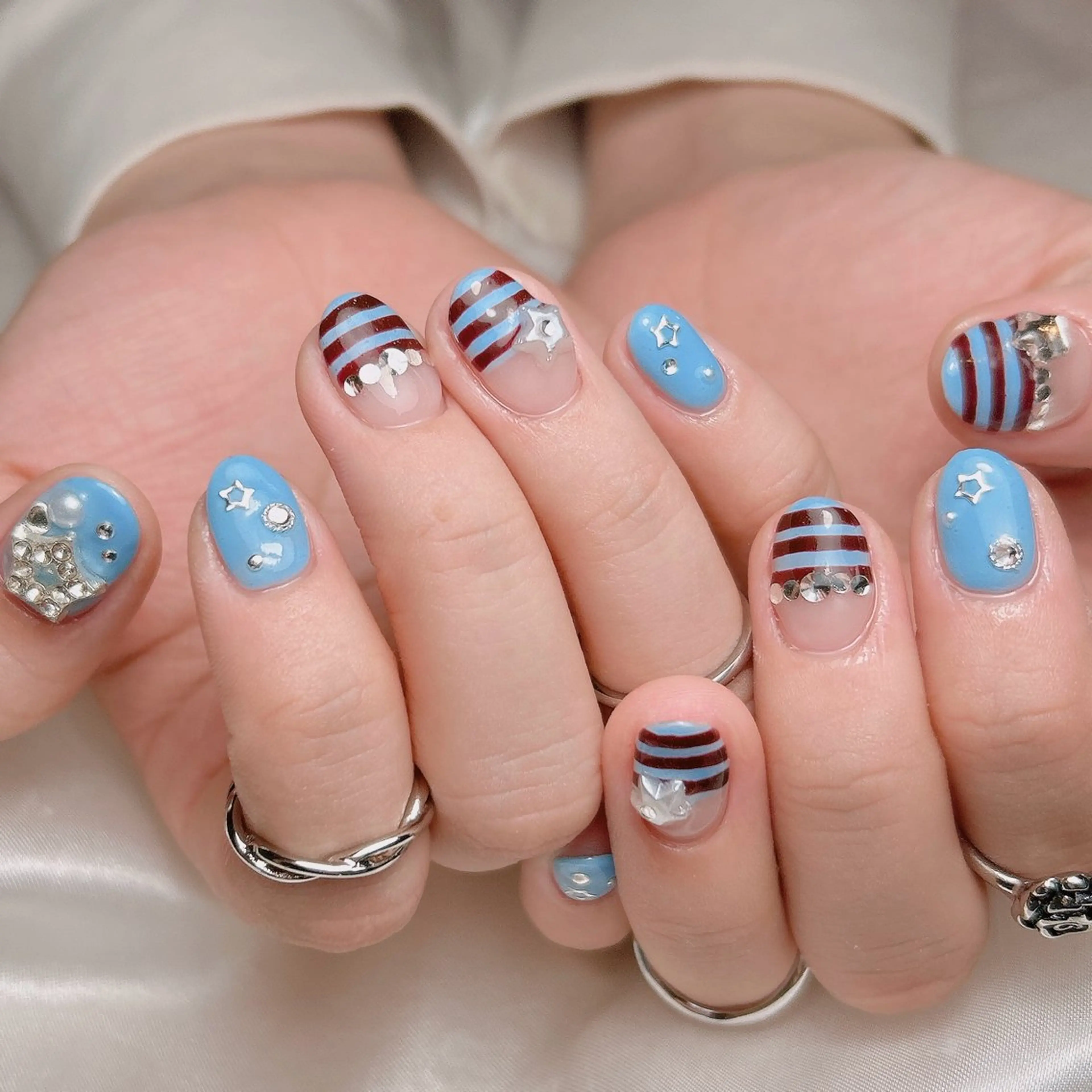 ネイル ボーダー ハンドネイル junna 金山.東別院.上前津のネイルデザイン