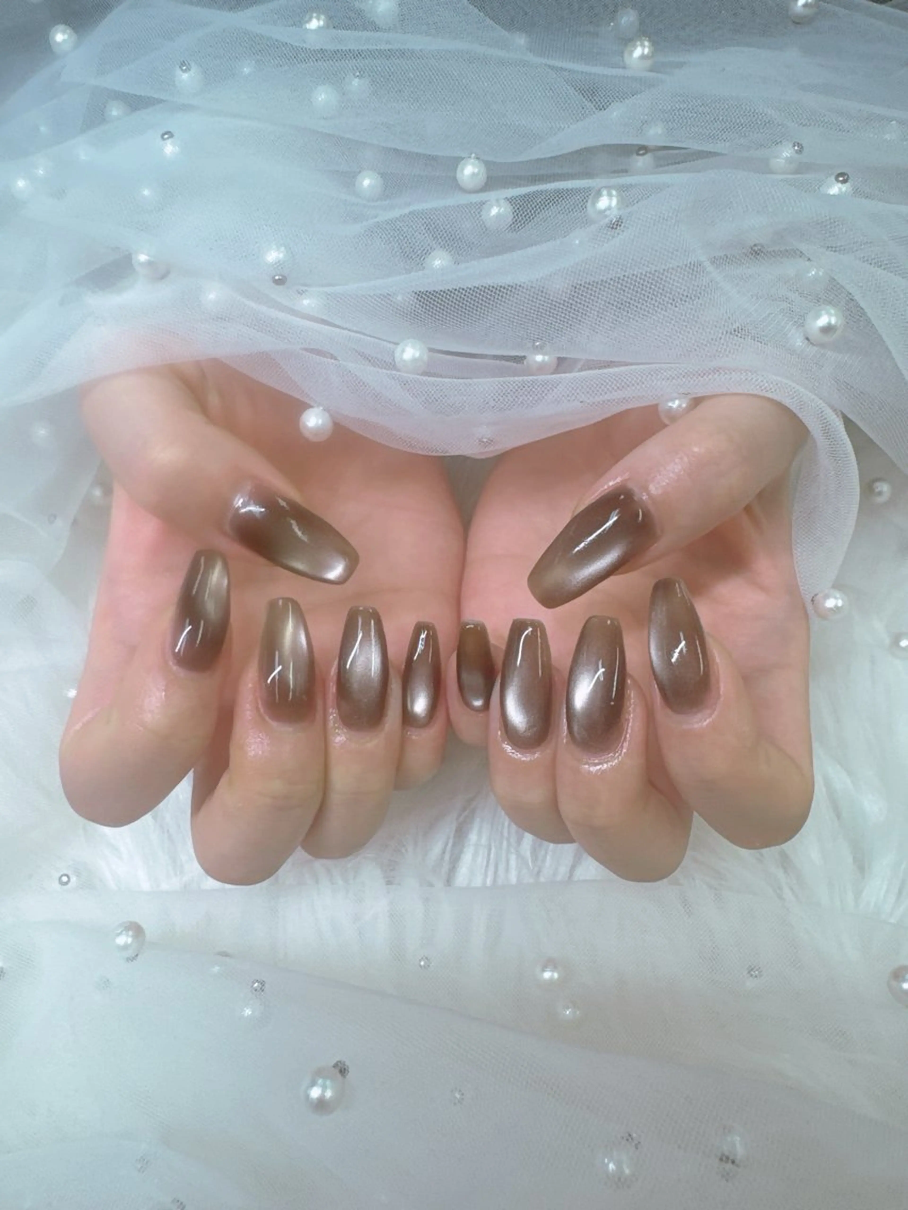 ネイル ジェルネイル ロングネイル マグネットネイル ワンカラーネイル パラジェル フットネイル Queeens nailのネイルデザイン