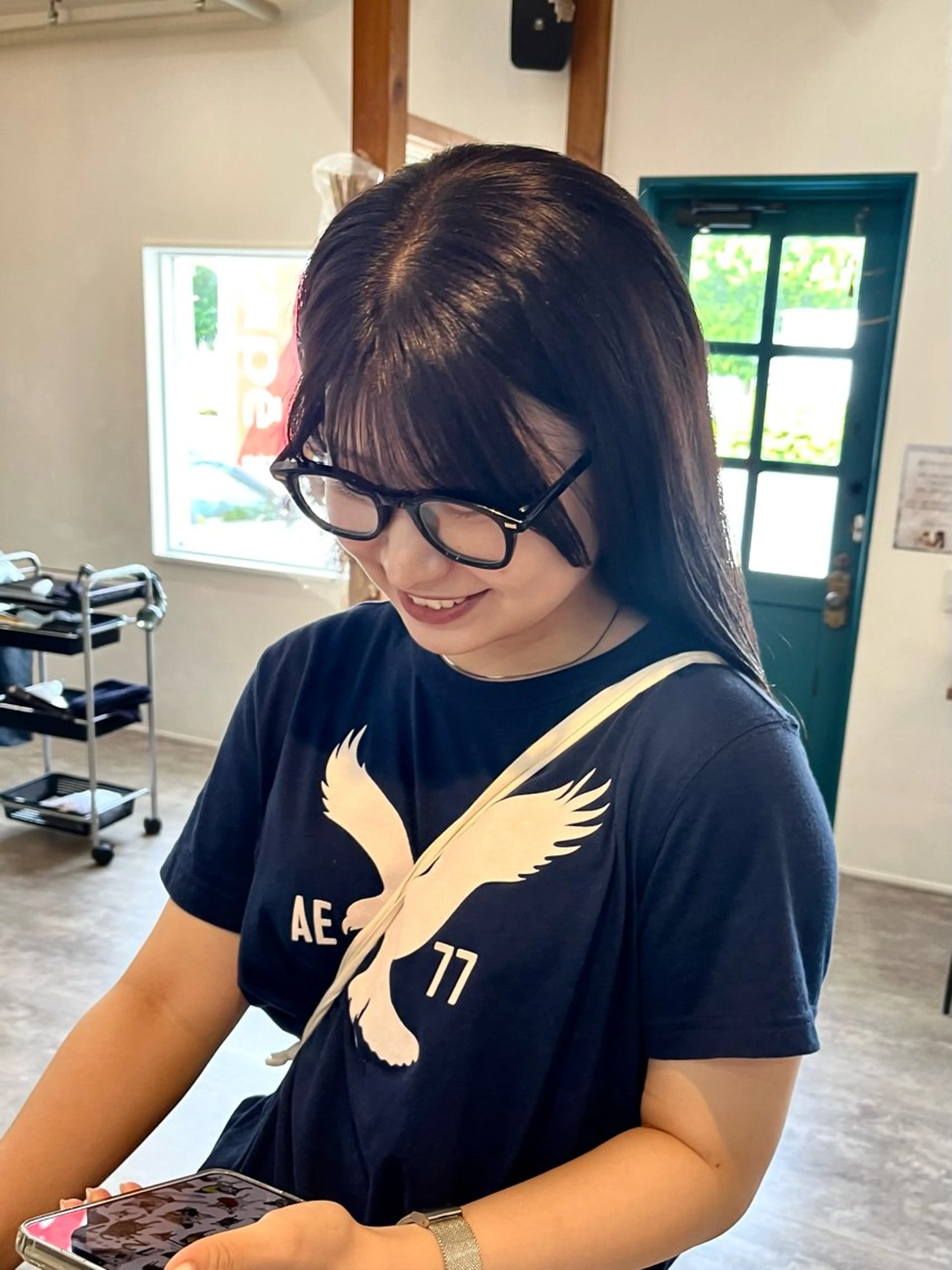 ロング カラー ブラウンカラー ナチュラルブラウン ヘアカラー トリートメント 駒場 まといのヘアスタイル