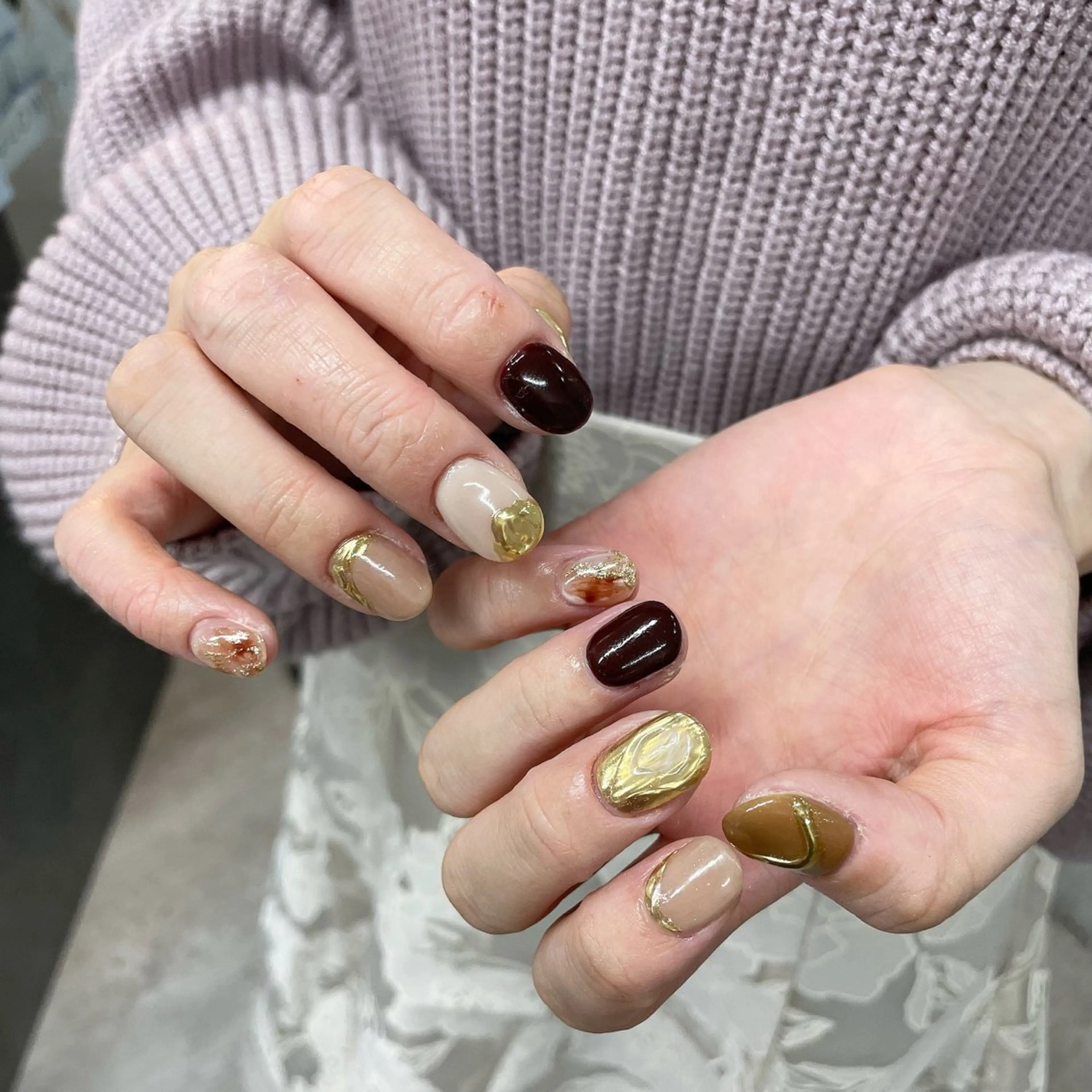 ネイル ボルドー 持ち込み ニュアンスネイル ハンドネイル Bianca川越西口 KITAZAKI🫧のネイルデザイン