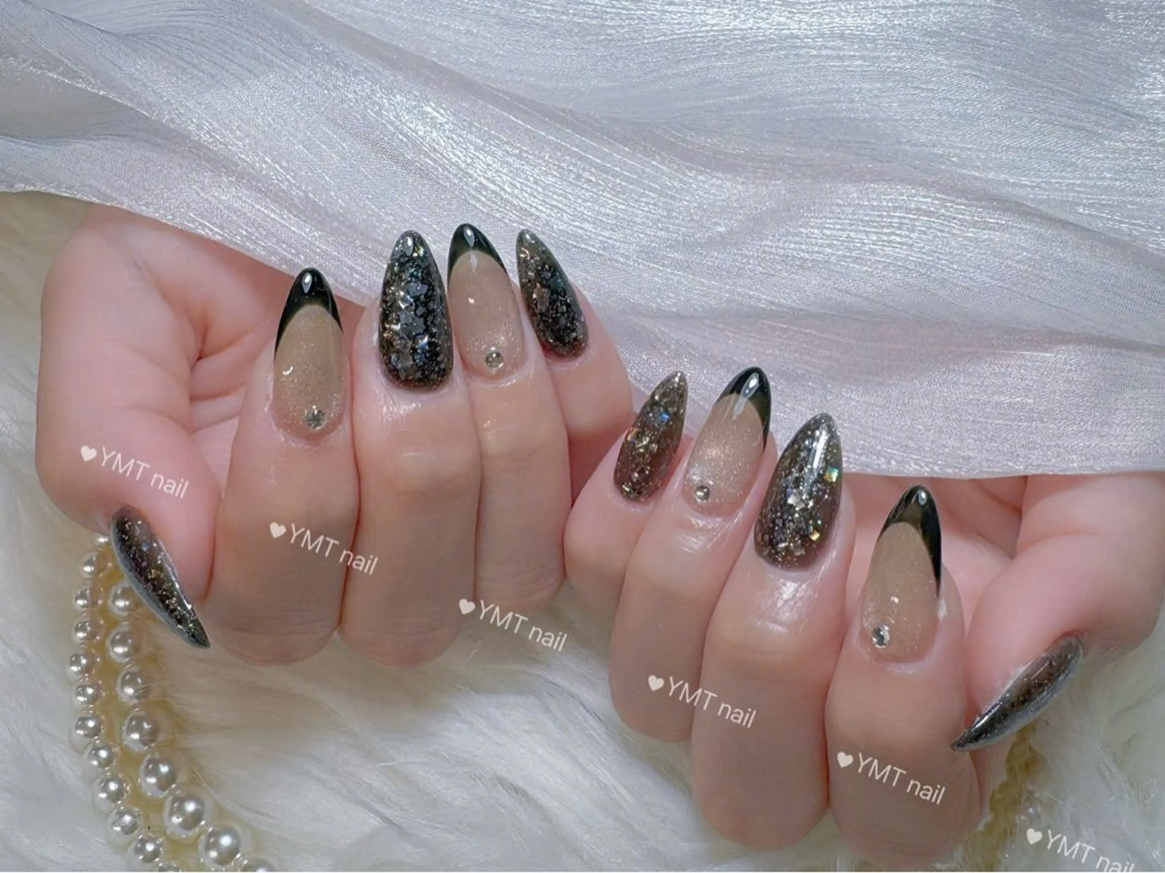 ネイル 長さ出し フットネイル ジェルネイル 韓国ネイル マグネットネイル ハンドネイル YMT NailStudioのネイルデザイン