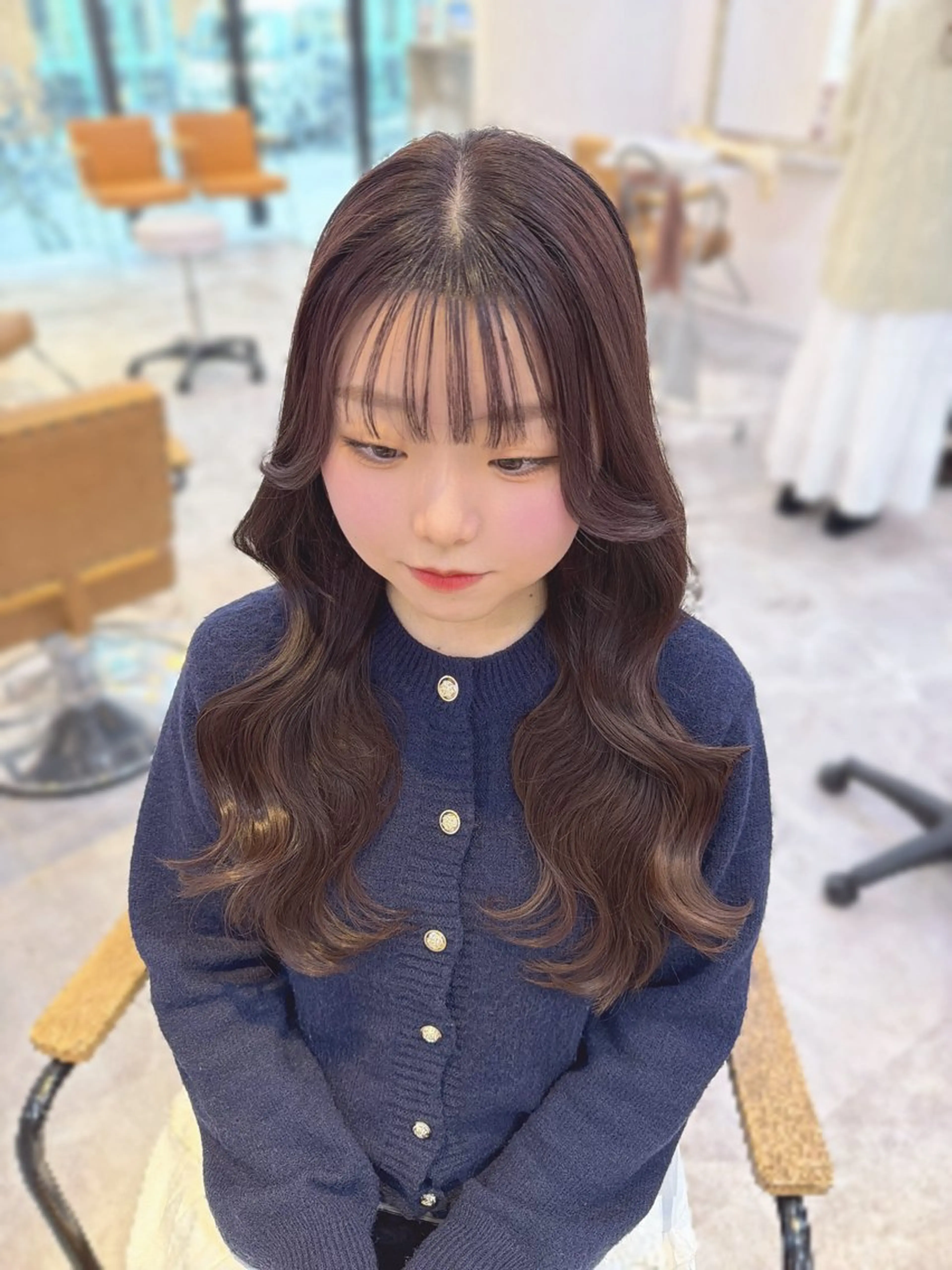 セミロング 顔周りカット 縮毛矯正 カット ヘアカラー トリートメント 梅田/透明感カラー/ 顔周り/Noe🩰のヘアスタイル