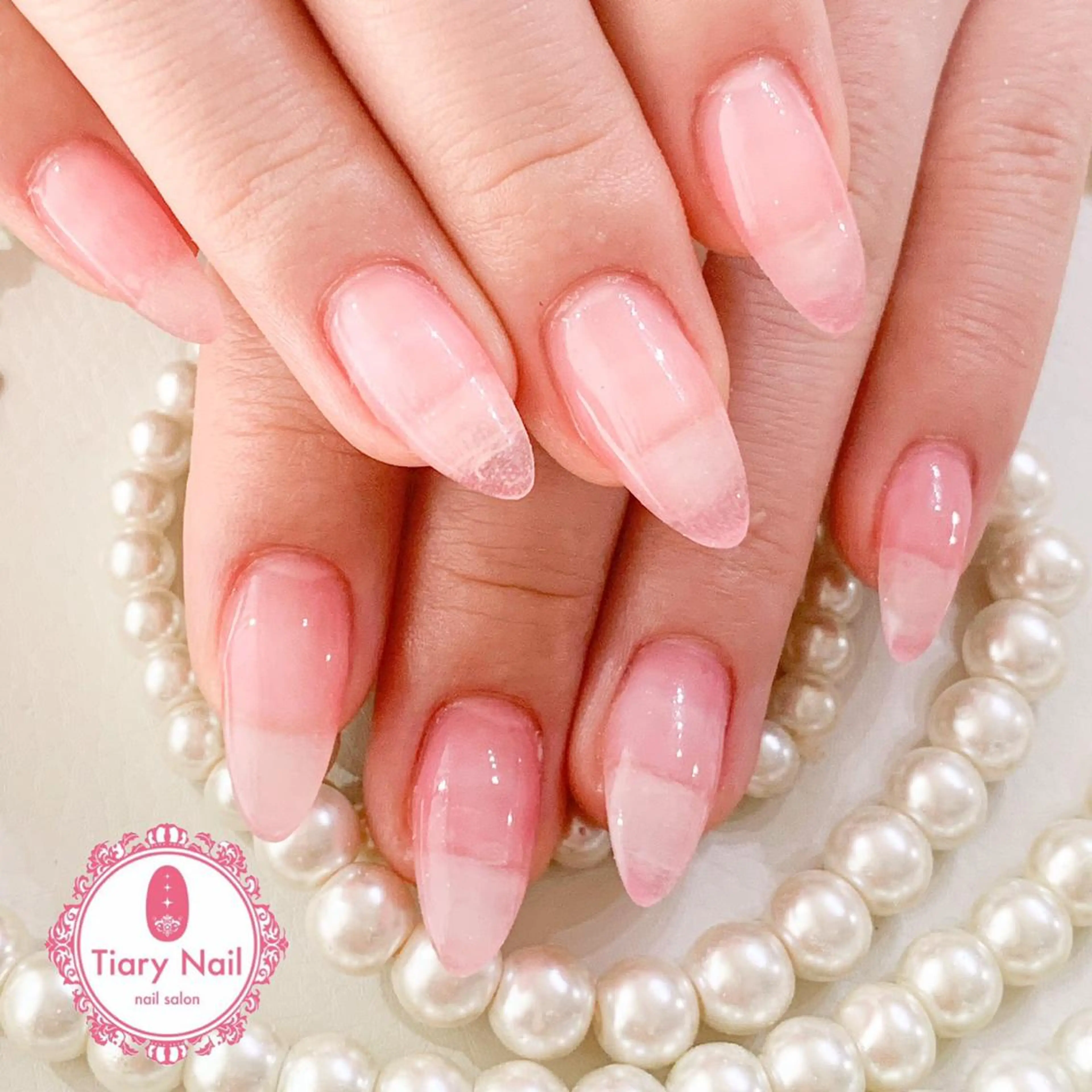 ネイル 桜ネイル 長さ出し オフィスネイル スカルプネイル シンプルネイル ハンドネイル 💗🪽Tiary Nail🪽💗のネイルデザイン