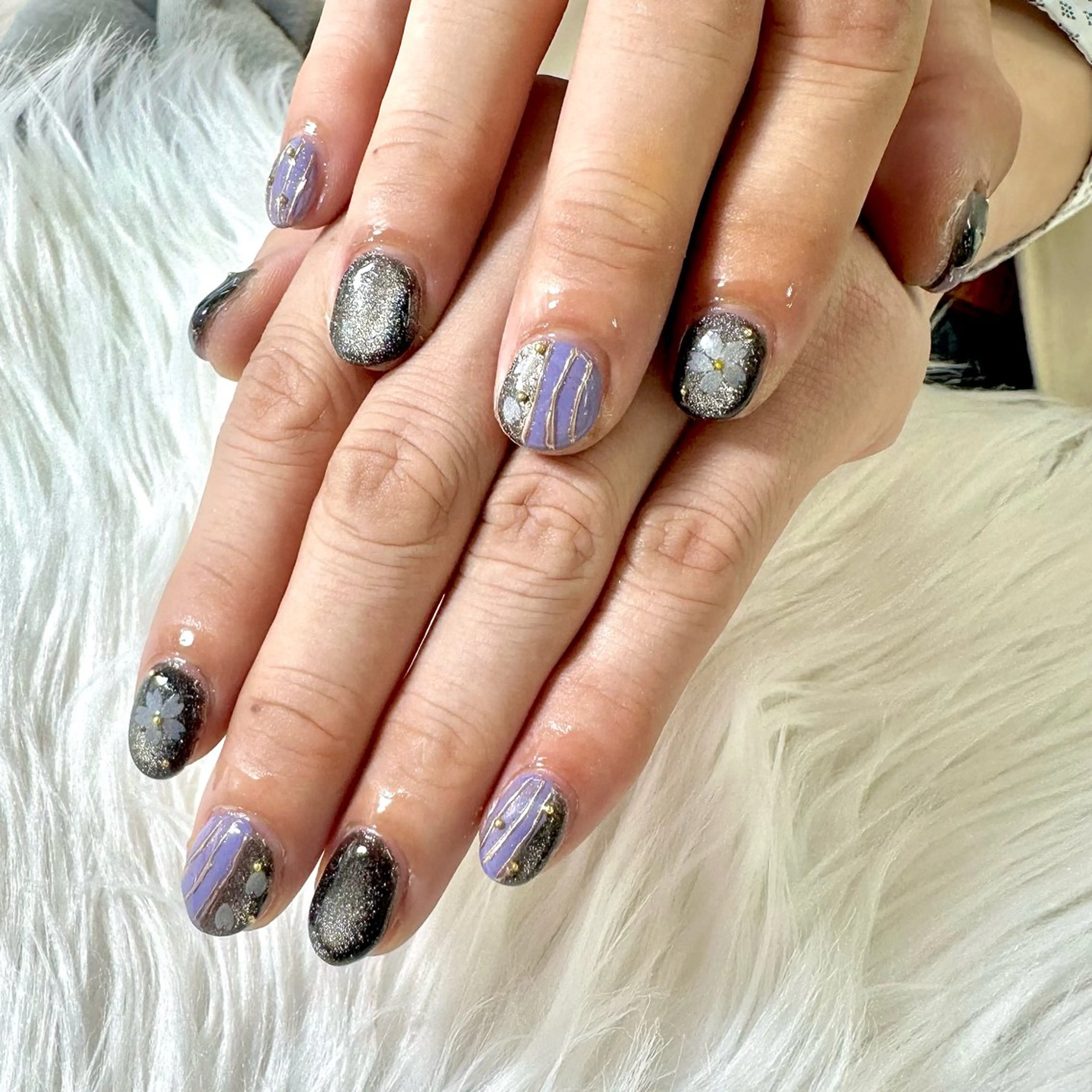 メンズ ネイル パープル Heartnail Hino Reinaのネイルデザイン