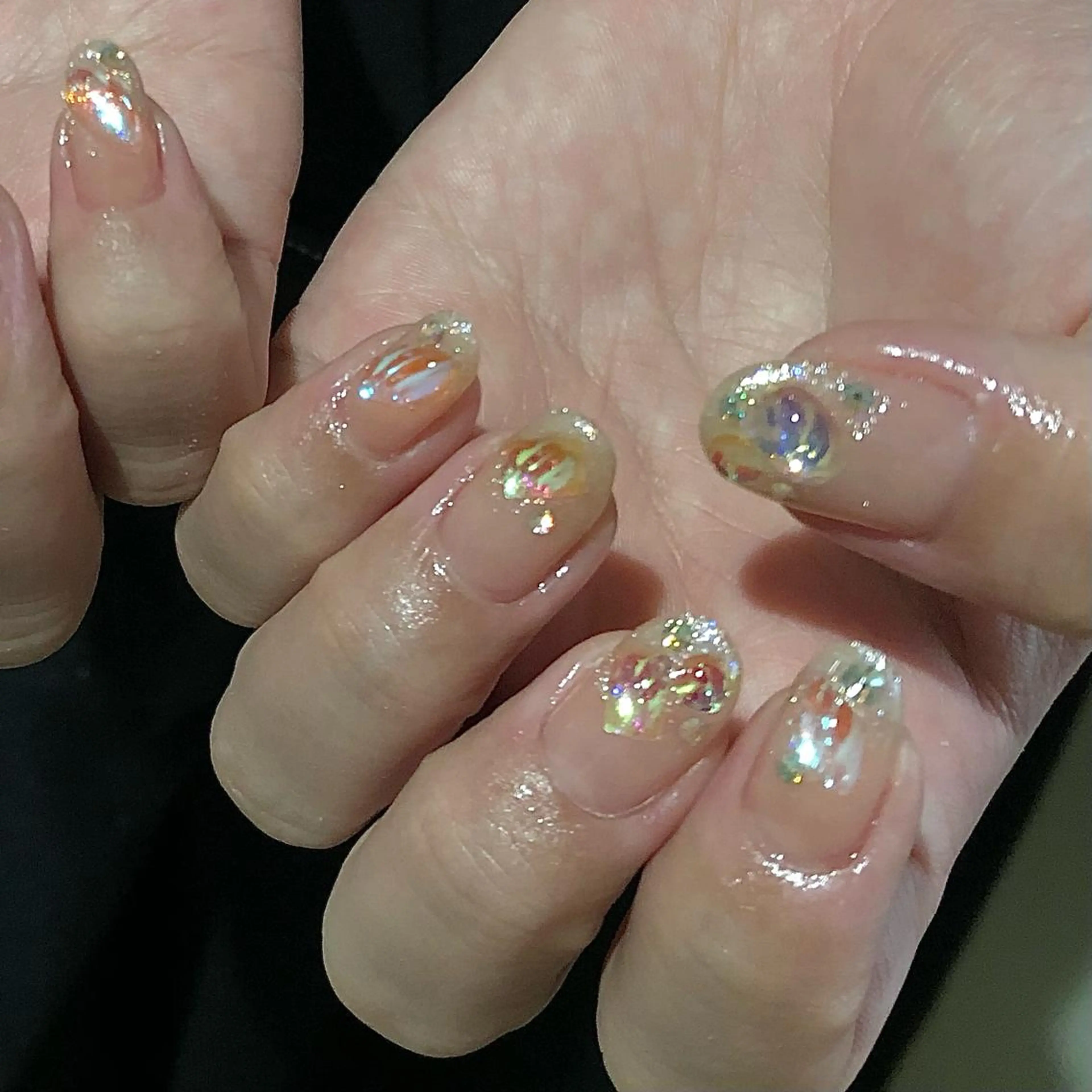 ネイル 氷ネイル・うるうるネイル パラあり！フィルイン 美フォルムのネイルデザイン