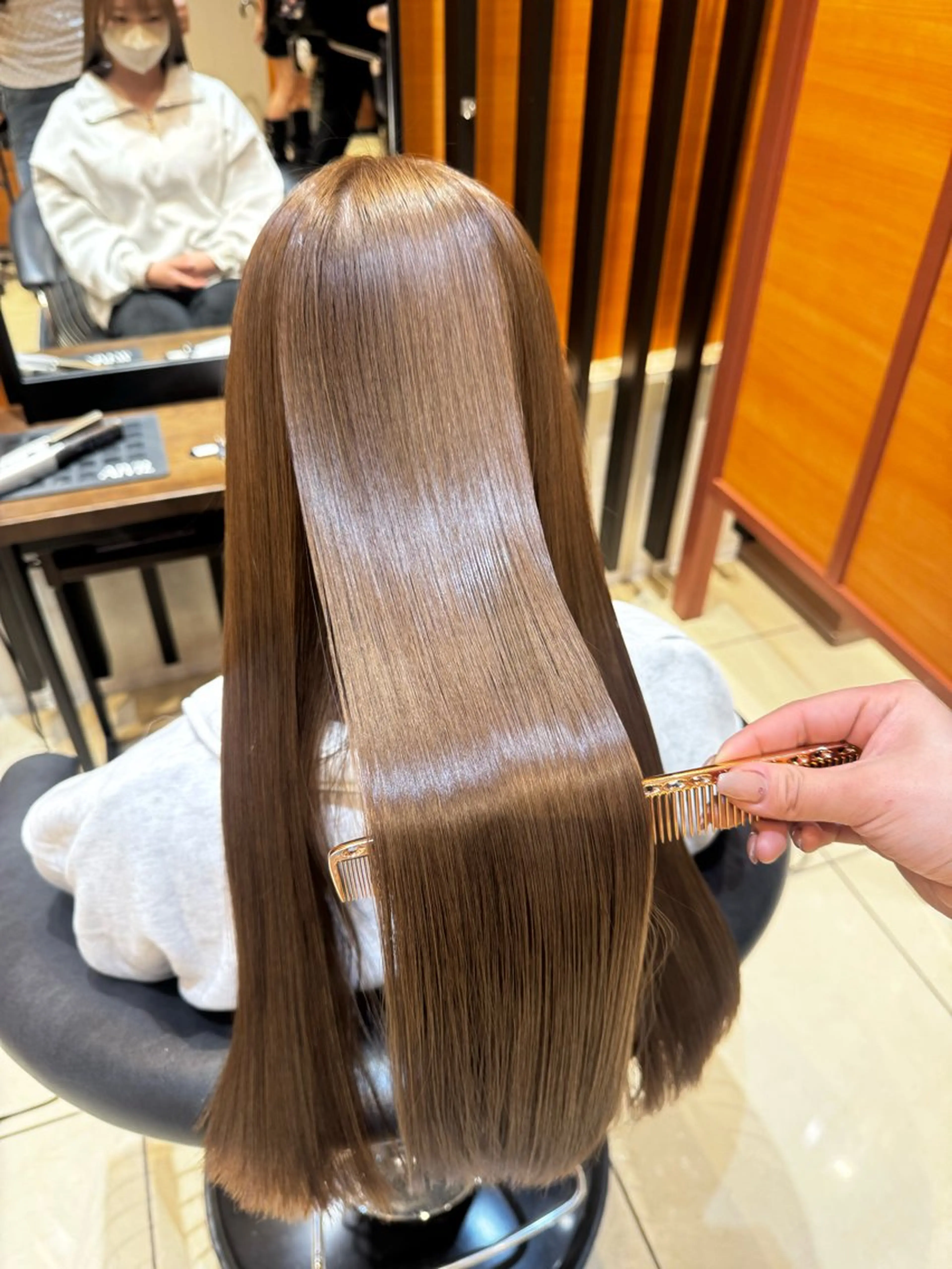 ロング カラー 髪質改善 縮毛矯正 カット ヘアカラー 縮毛矯正 🖤hana/顔周り /韓国風ヘア🖤のヘアスタイル