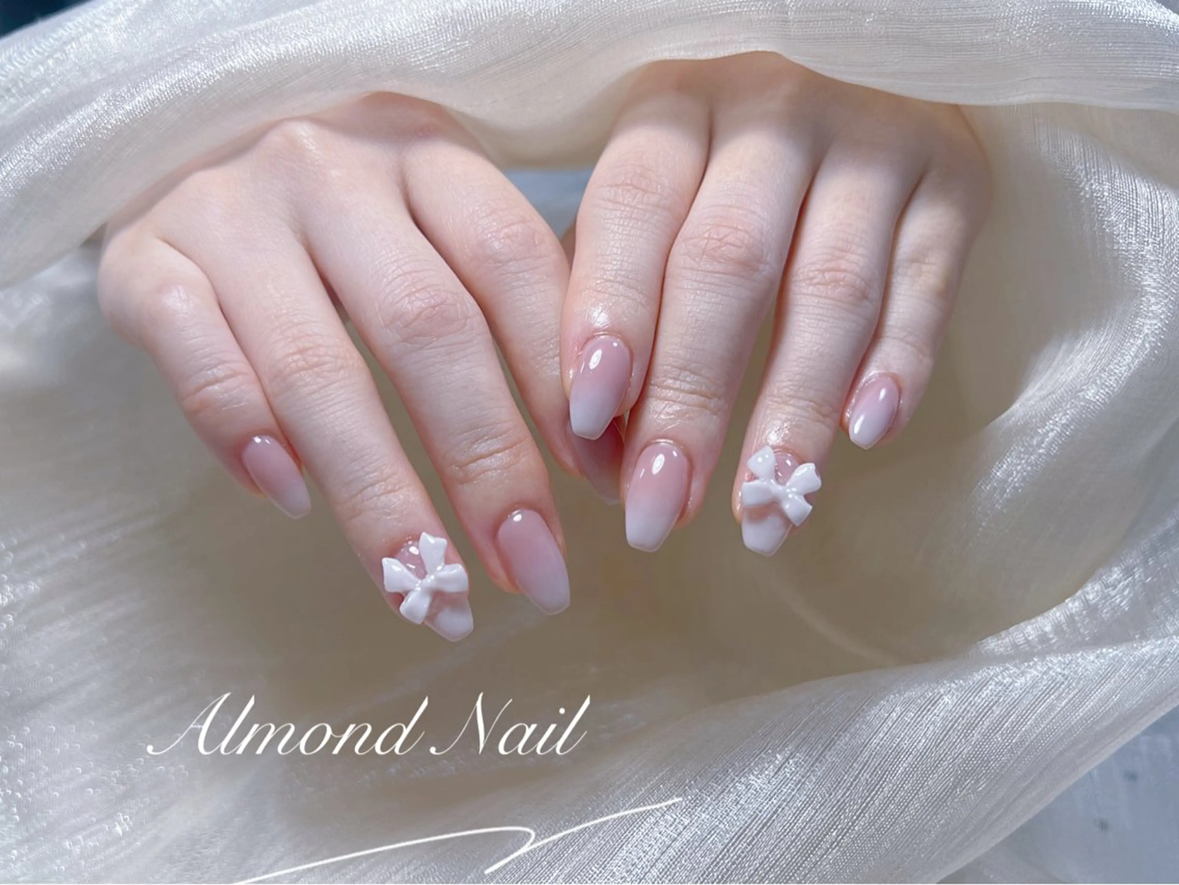 ネイル 長さ出し フラッシュネイル フットネイル フレンチネイル ジェルネイル Almond Nail 亀戸のネイルデザイン