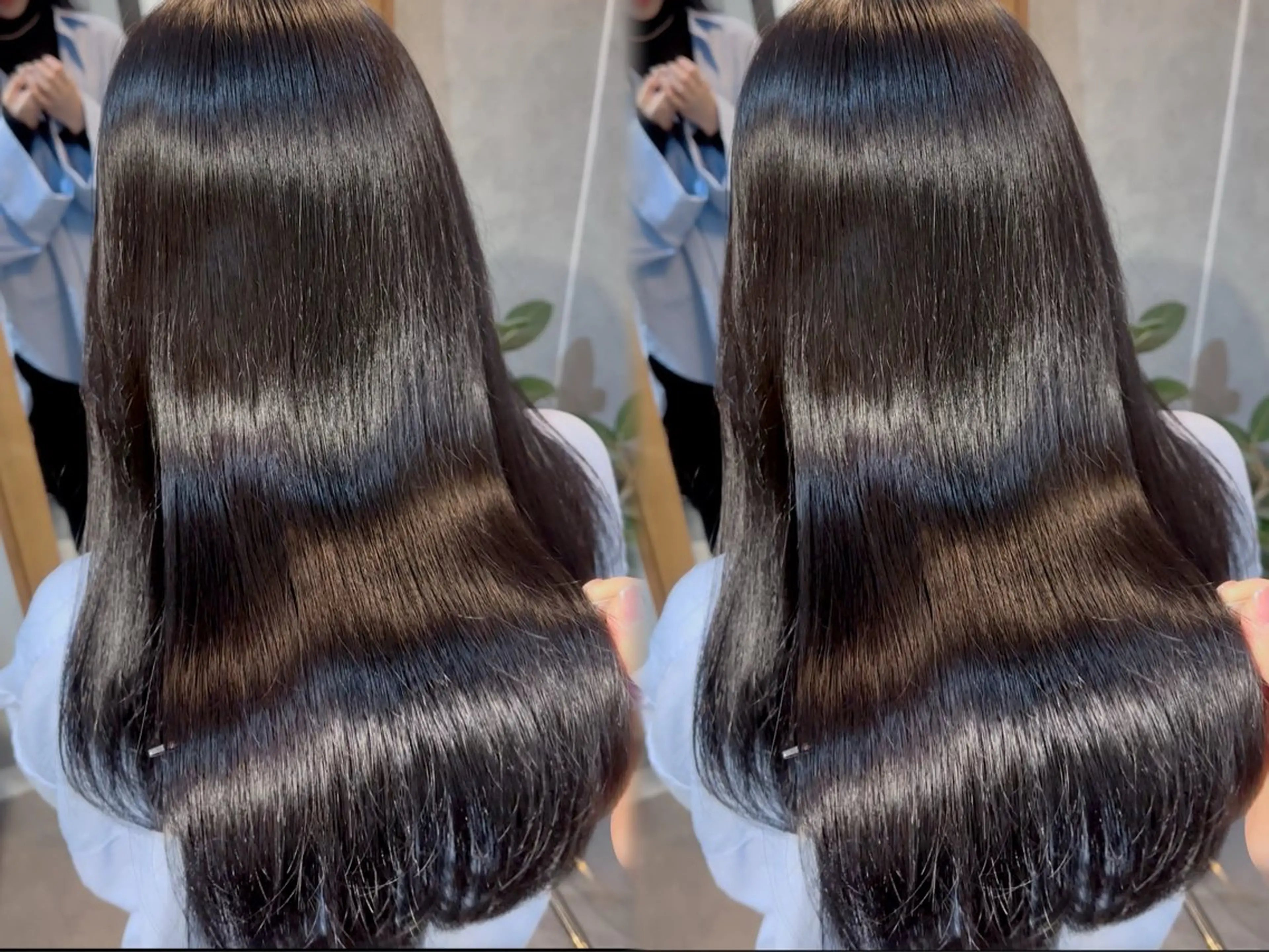 ロング カット 縮毛矯正 トリートメント 銀座レイヤーカット ×シースルー前髪のヘアスタイル