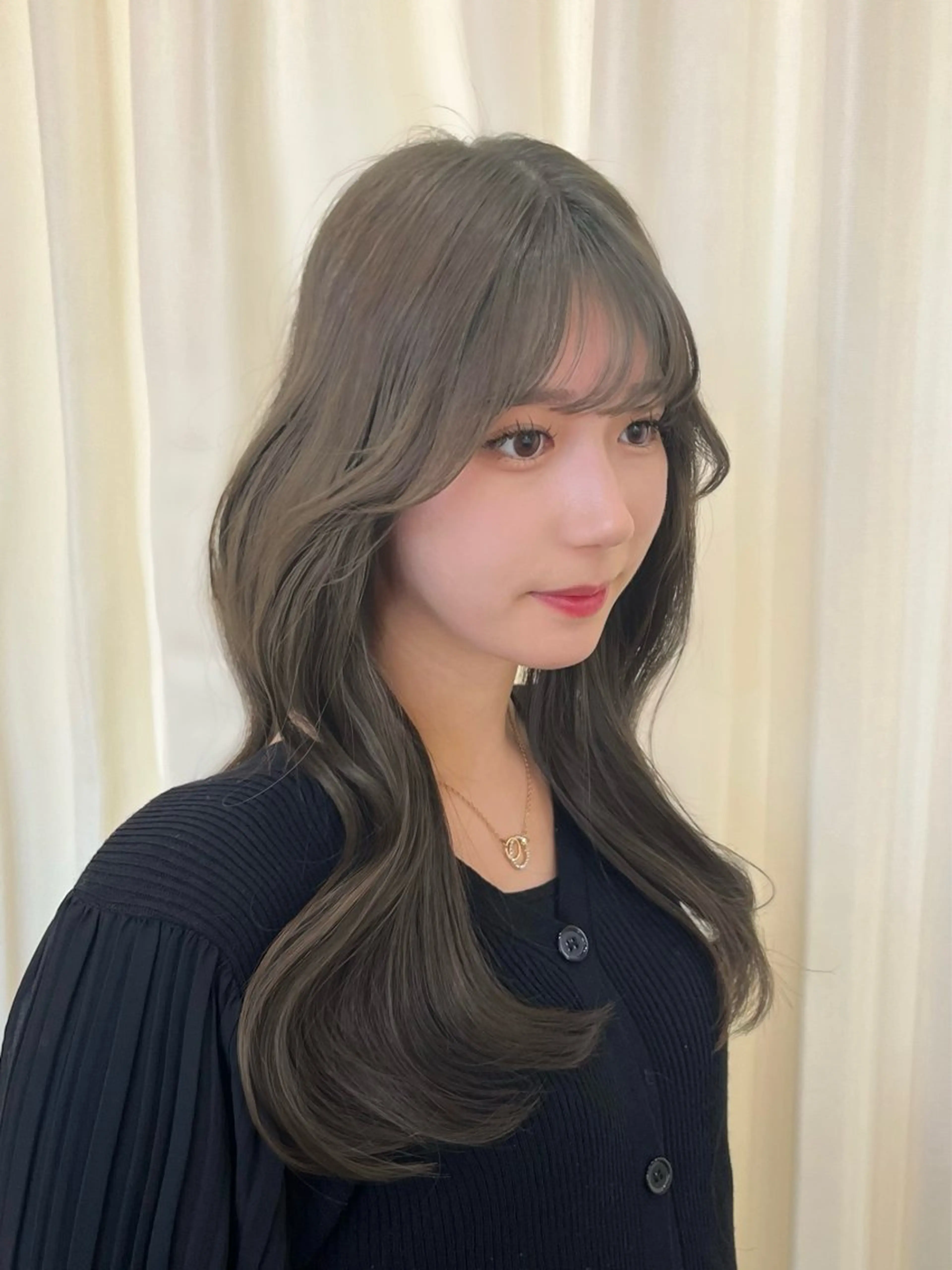 ロング カラー 小顔カット 顔まわり/透け感 カラー/青栁優🔆のヘアスタイル