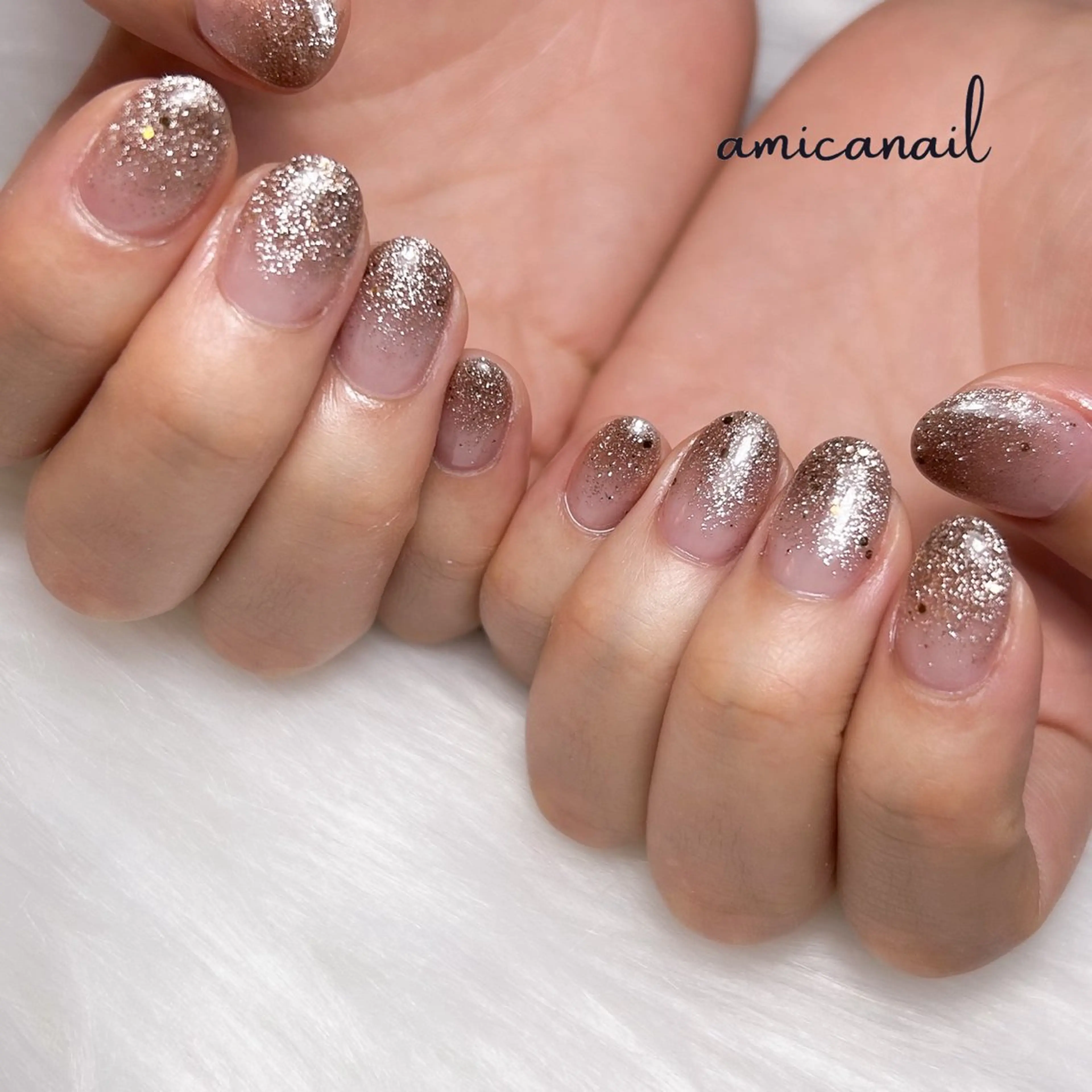 ネイル グラデーション ラメ(グリッター) ラメグラデーション ショートネイル ハンドネイル _amica nail_のネイルデザイン