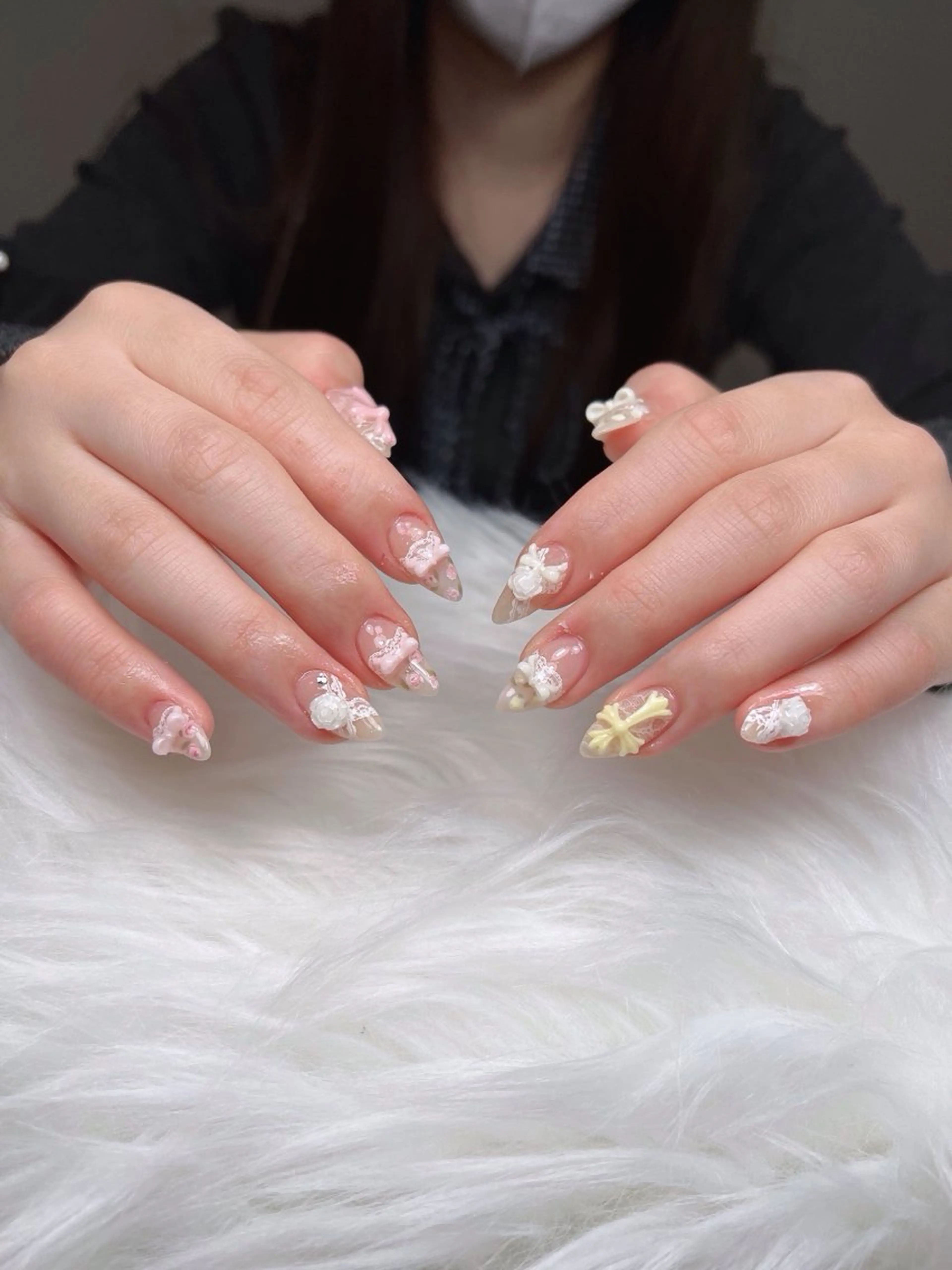 ネイル オーロラネイル ボルドー ブラウン 氷ネイル・うるうるネイル キラキラネイル ハンドネイル Sora  Nail 長さ出し専門店のネイルデザイン